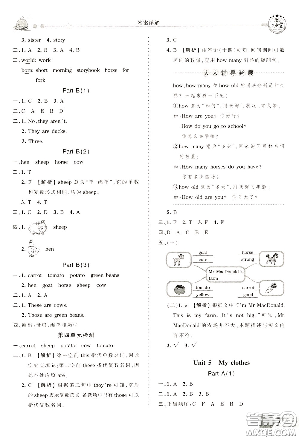 2020年王朝霞創(chuàng)維新課堂同步優(yōu)化訓(xùn)練英語四年級下冊PEP人教版參考答案