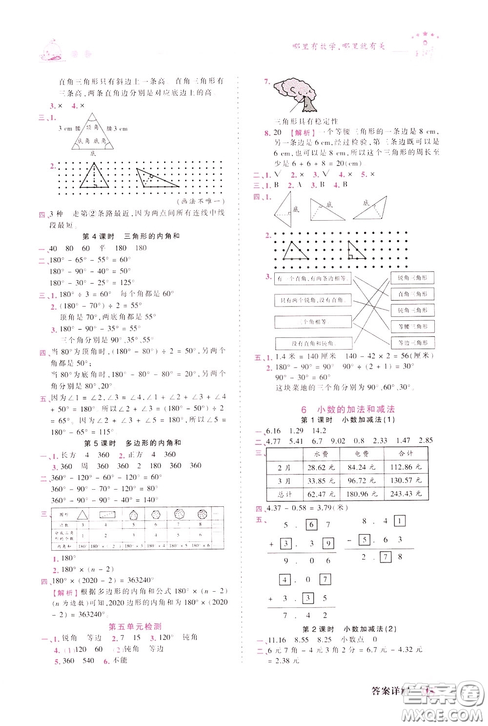 2020年王朝霞創(chuàng)維新課堂同步優(yōu)化訓(xùn)練數(shù)學(xué)四年級(jí)下冊(cè)RJ人教版參考答案