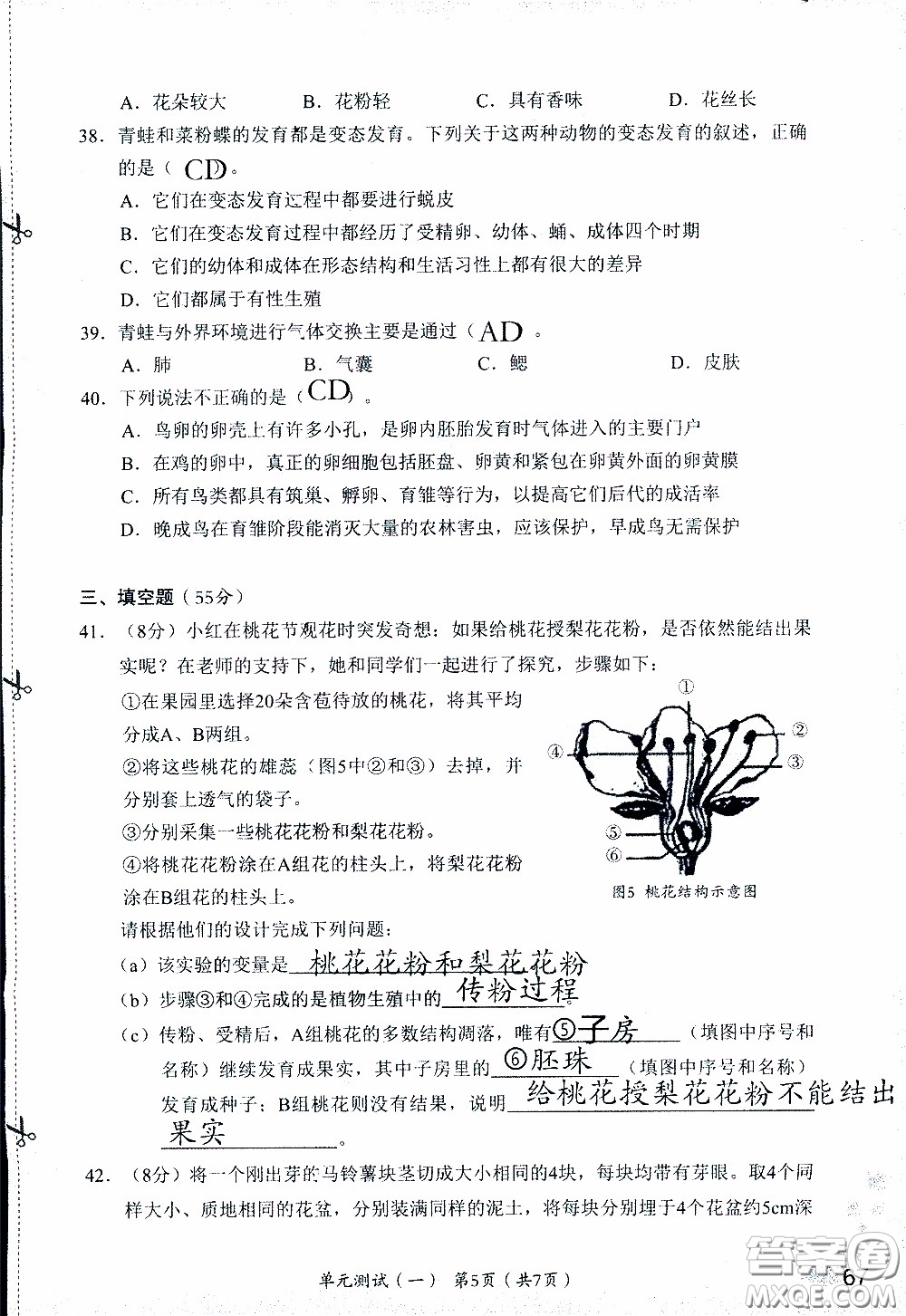 2020年知識(shí)與能力訓(xùn)練八年級下冊生物學(xué)人教版參考答案