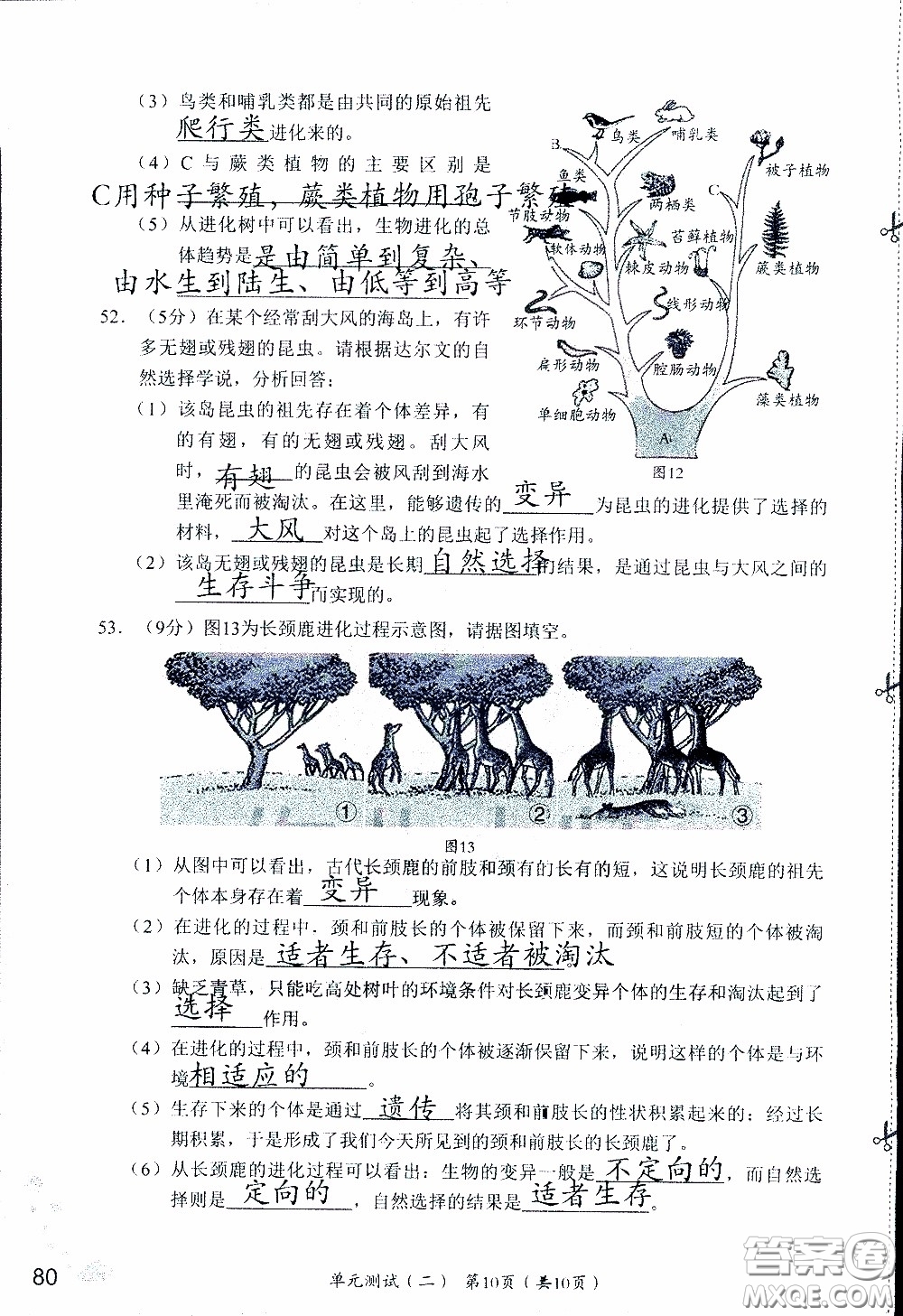 2020年知識(shí)與能力訓(xùn)練八年級下冊生物學(xué)人教版參考答案