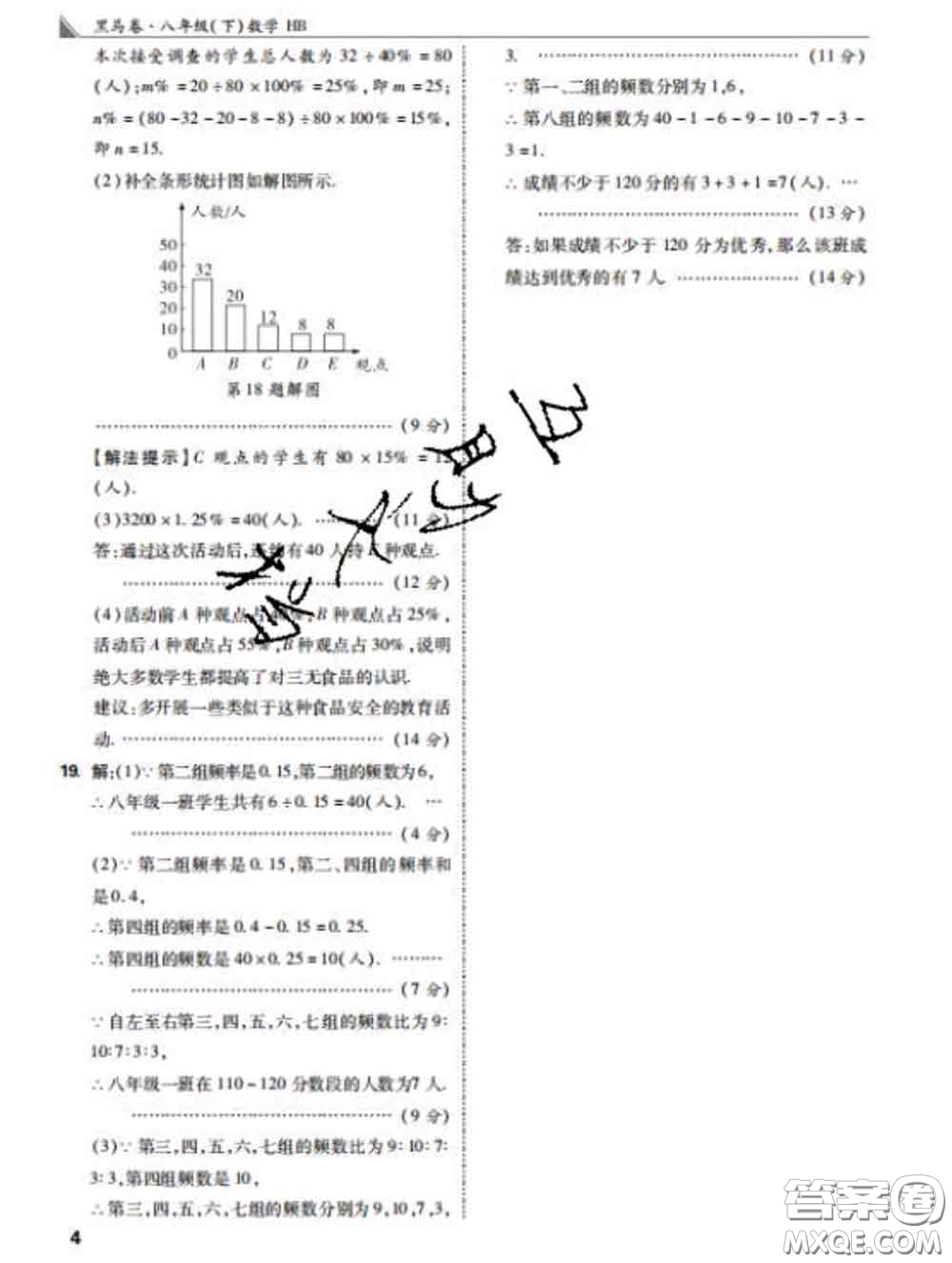 西安出版社2020新版黑馬卷八年級(jí)數(shù)學(xué)下冊(cè)冀教版答案