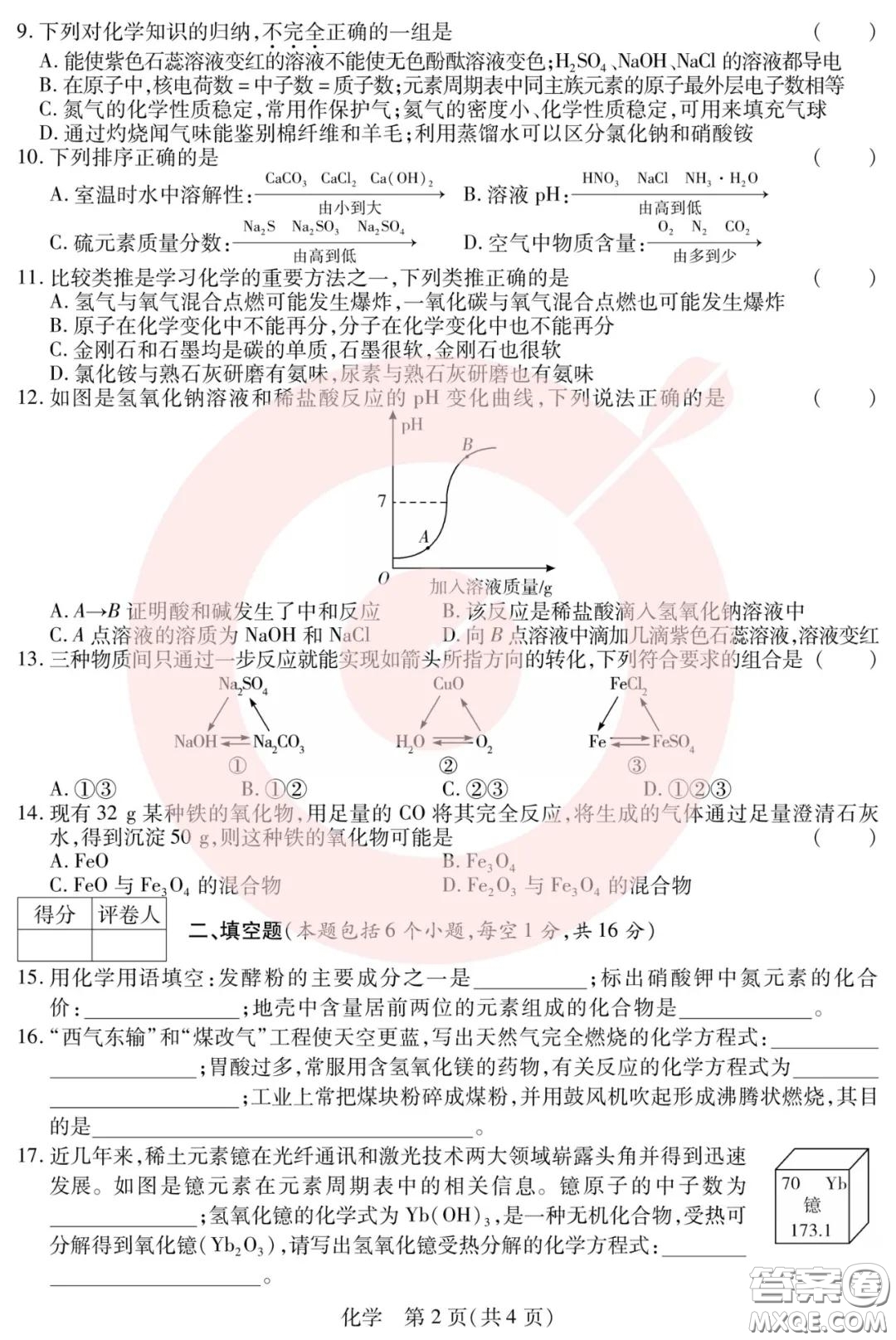 鼎成大聯(lián)考2020年河南中考公益線上大聯(lián)考化學(xué)試卷及答案