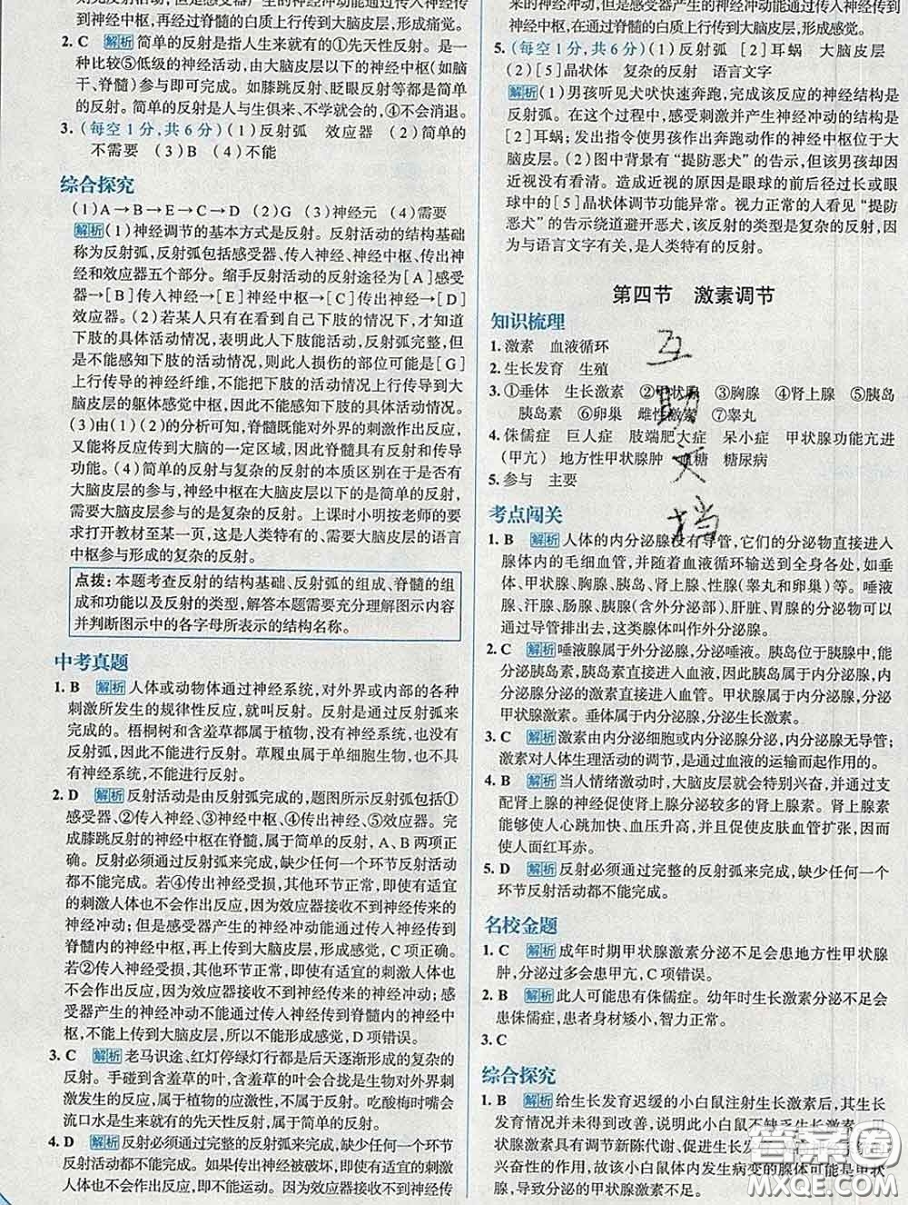 現(xiàn)代教育出版社2020新版走向中考考場七年級生物下冊人教版答案