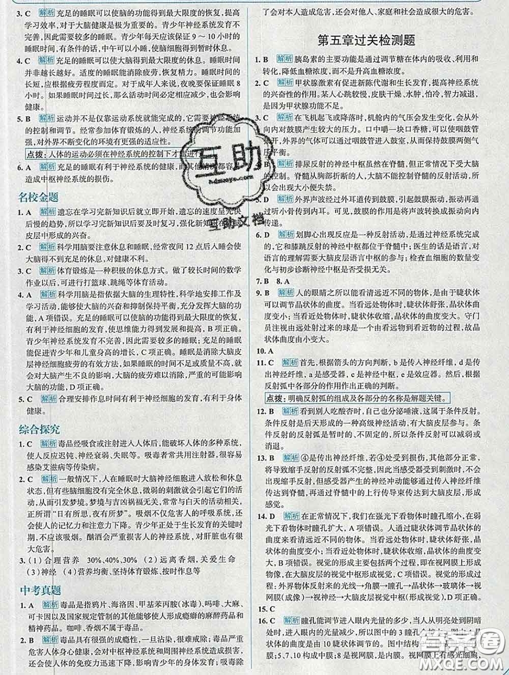 現(xiàn)代教育出版社2020新版走向中考考場七年級生物下冊濟(jì)南版答案