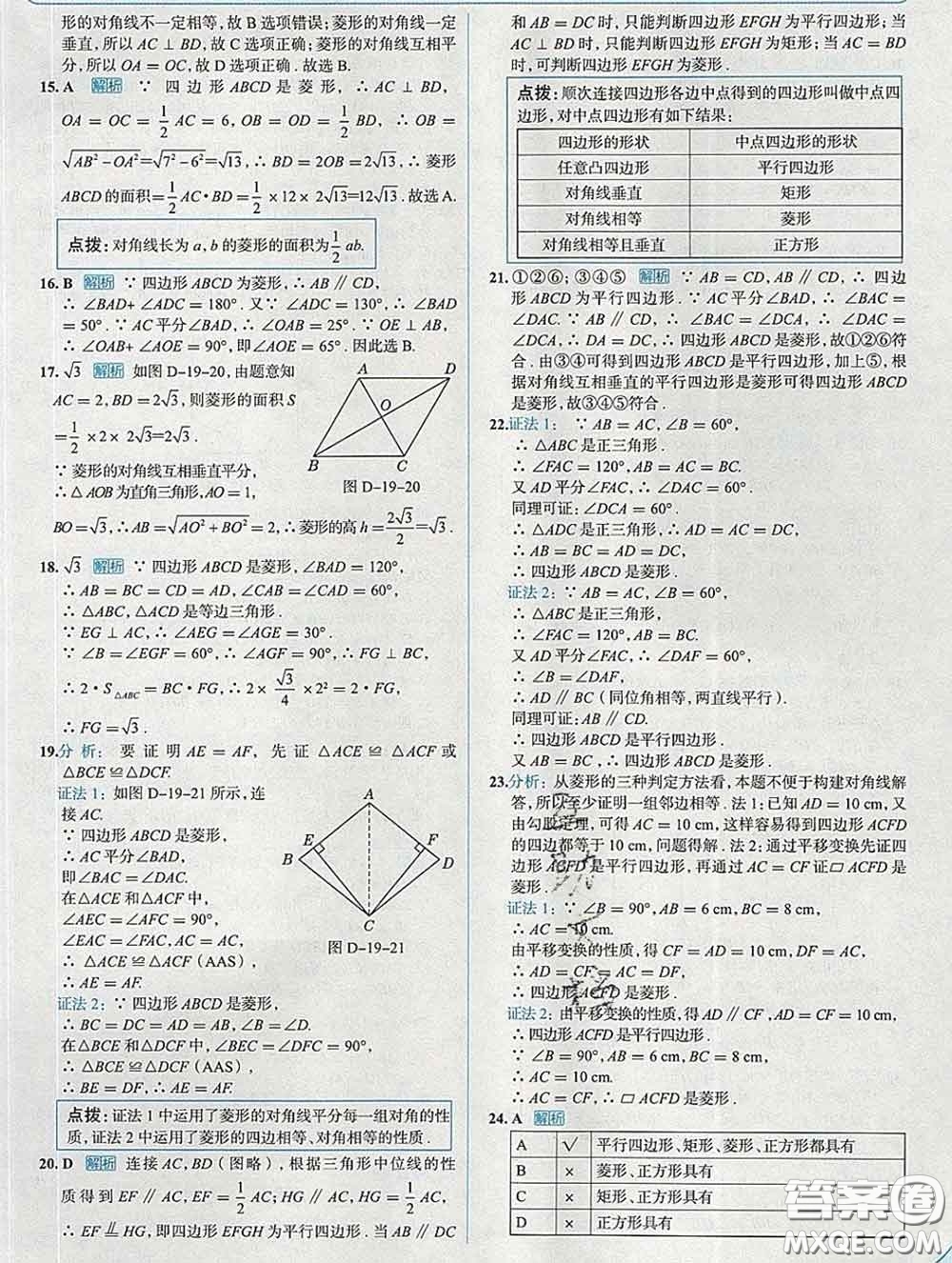 現(xiàn)代教育出版社2020新版走向中考考場八年級數(shù)學下冊滬科版答案