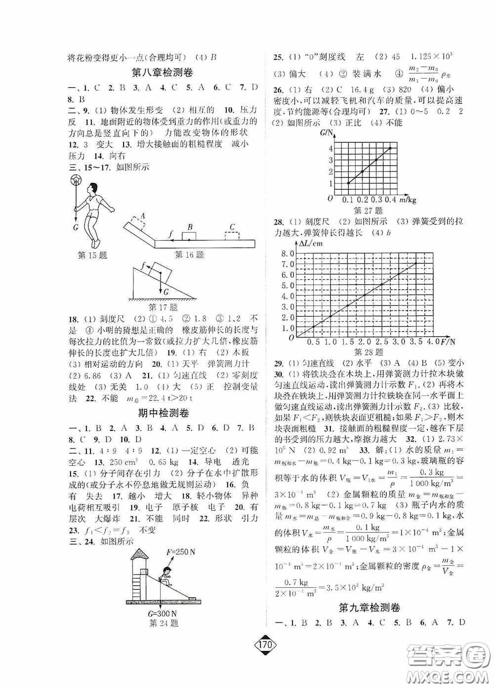 輕松一典2020輕松作業(yè)本八年級(jí)物理下冊(cè)新課標(biāo)蘇教版答案