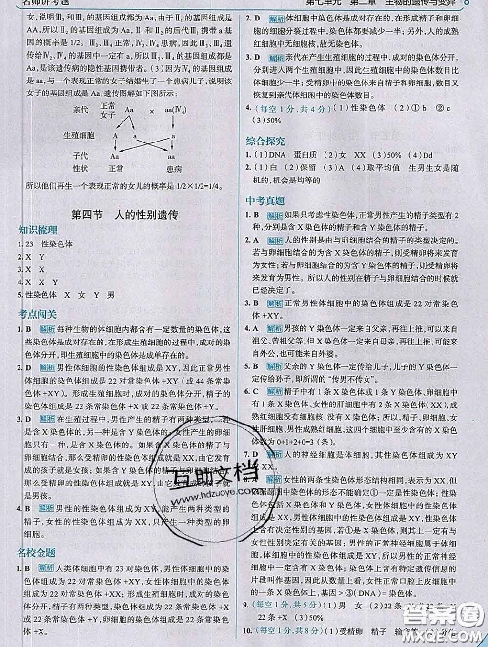 現(xiàn)代教育出版社2020新版走向中考考場(chǎng)八年級(jí)生物下冊(cè)人教版答案