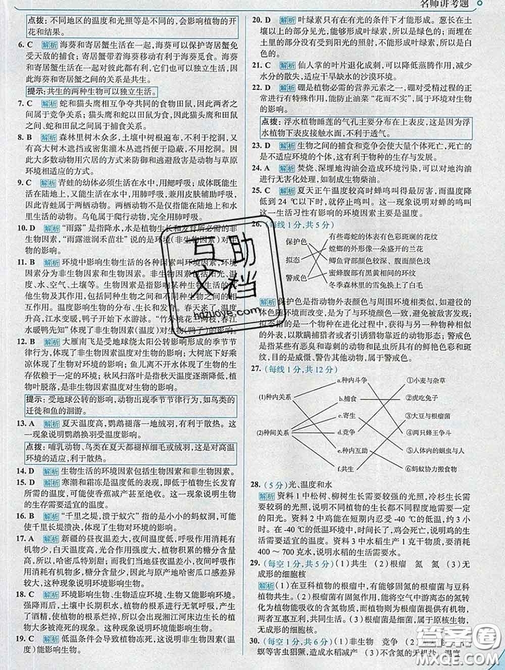 現(xiàn)代教育出版社2020新版走向中考考場八年級生物下冊濟南版答案