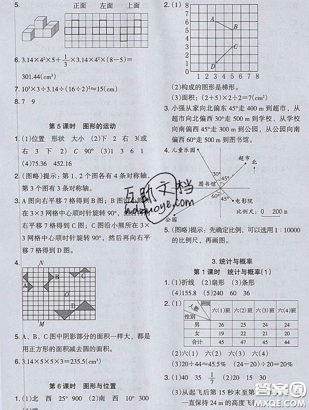 2020新版木頭馬分層課課練小學(xué)數(shù)學(xué)六年級(jí)下冊(cè)人教版答案