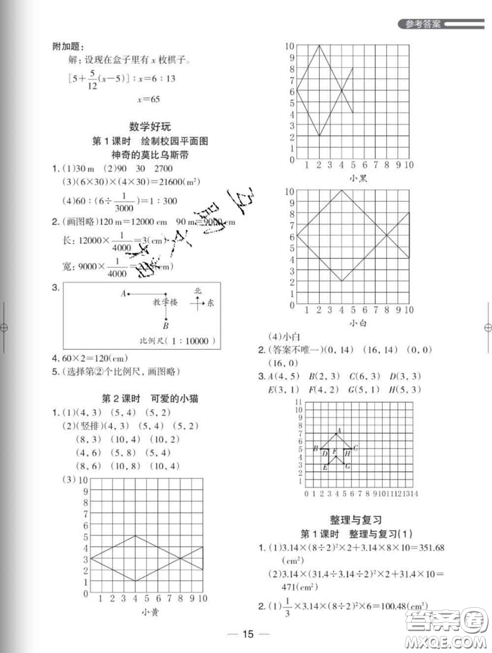 2020新版木頭馬分層課課練小學(xué)數(shù)學(xué)六年級(jí)下冊(cè)北師版答案