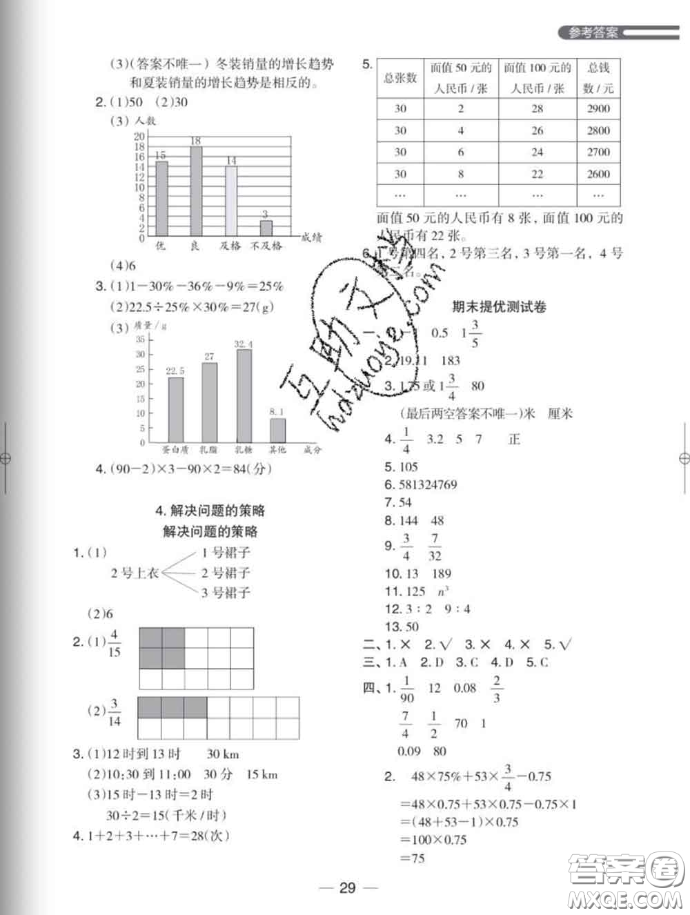 2020新版木頭馬分層課課練小學(xué)數(shù)學(xué)六年級(jí)下冊(cè)北師版答案