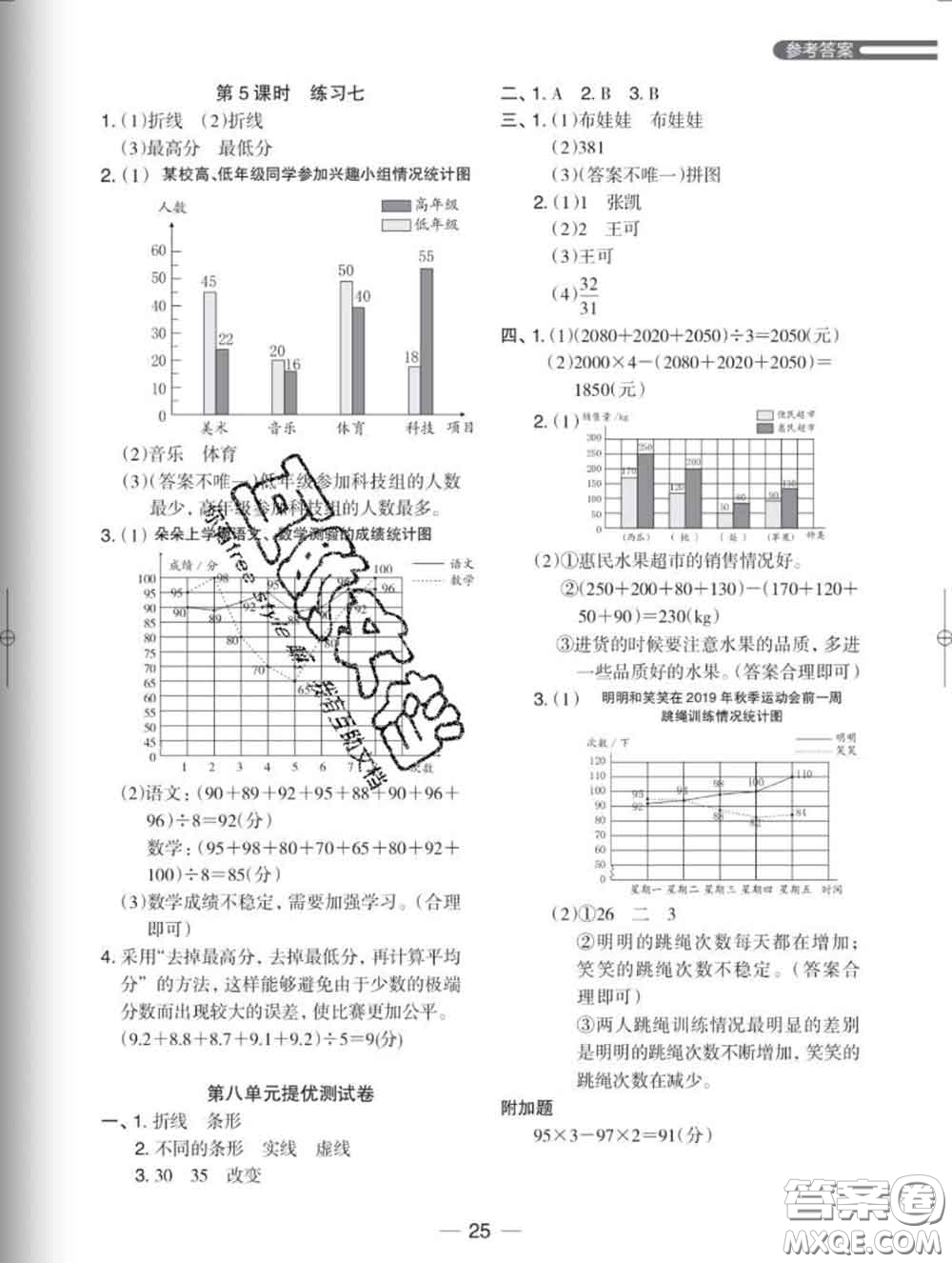 2020新版木頭馬分層課課練小學(xué)數(shù)學(xué)五年級(jí)下冊(cè)北師版答案