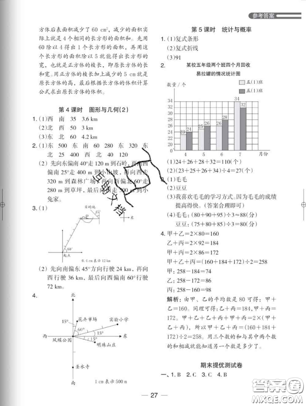 2020新版木頭馬分層課課練小學(xué)數(shù)學(xué)五年級(jí)下冊(cè)北師版答案