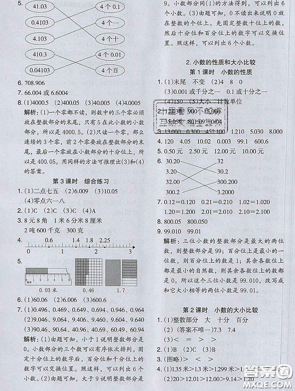 2020新版木頭馬分層課課練小學數(shù)學四年級下冊人教版答案