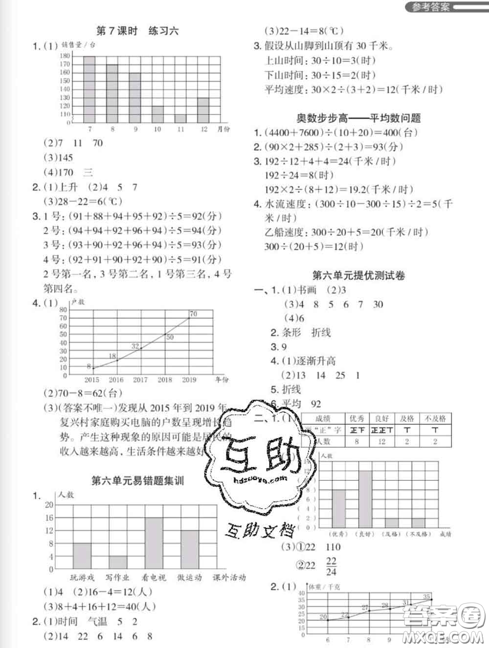 2020新版木頭馬分層課課練小學數(shù)學四年級下冊北師版答案