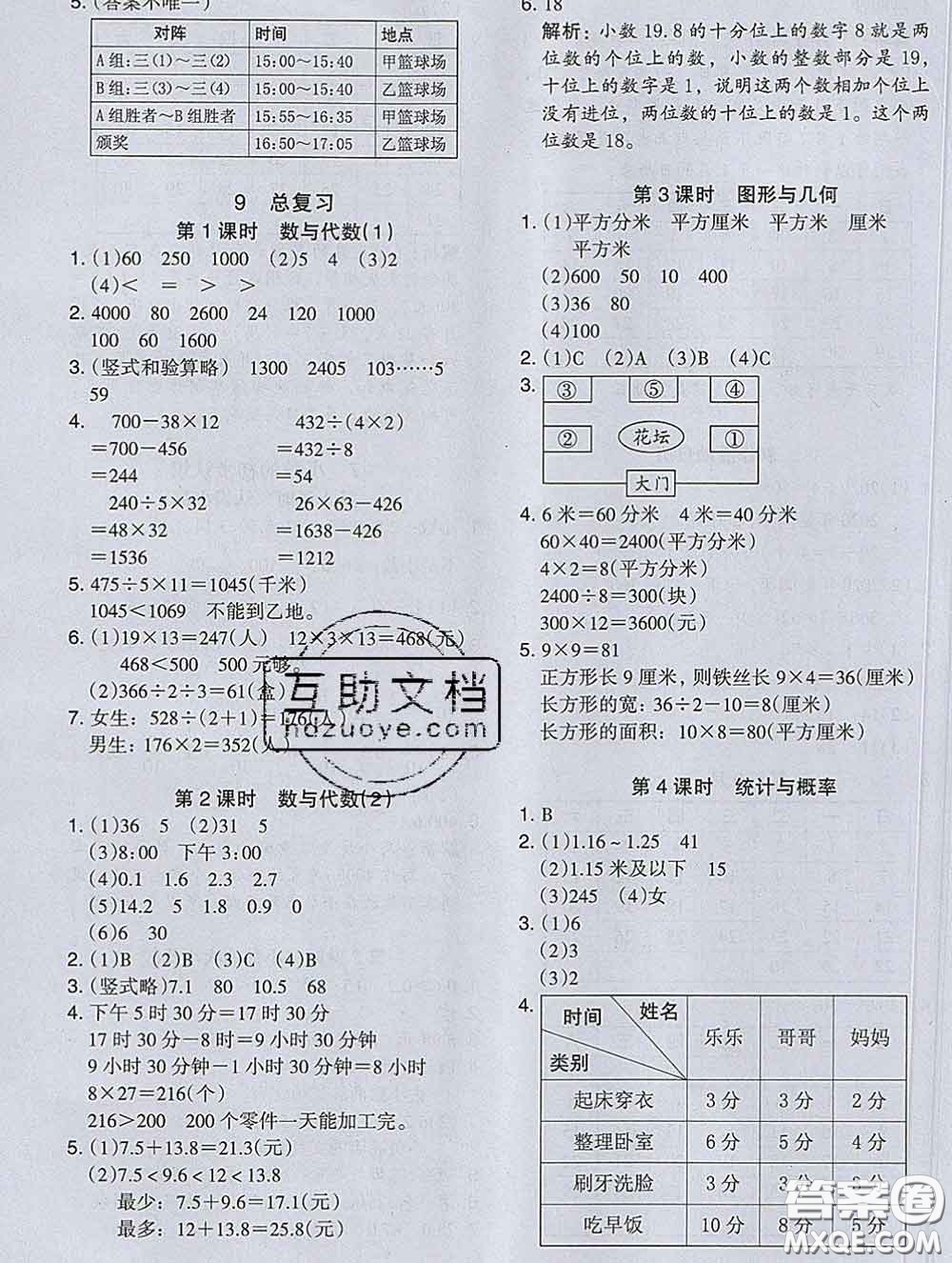 2020新版木頭馬分層課課練小學(xué)數(shù)學(xué)三年級(jí)下冊(cè)人教版答案