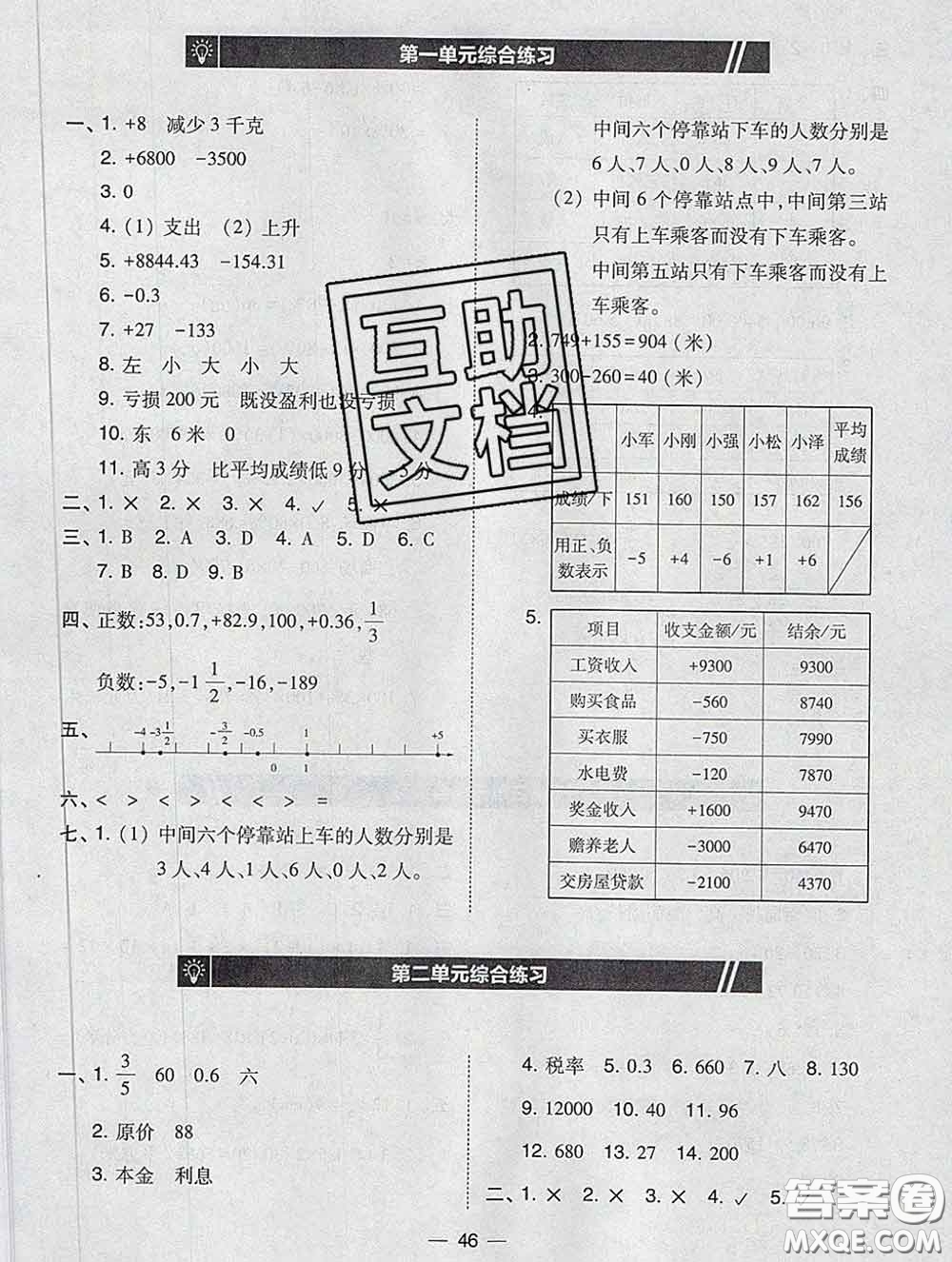 2020春北大綠卡課時(shí)同步訓(xùn)練六年級(jí)數(shù)學(xué)下冊(cè)人教版參考答案