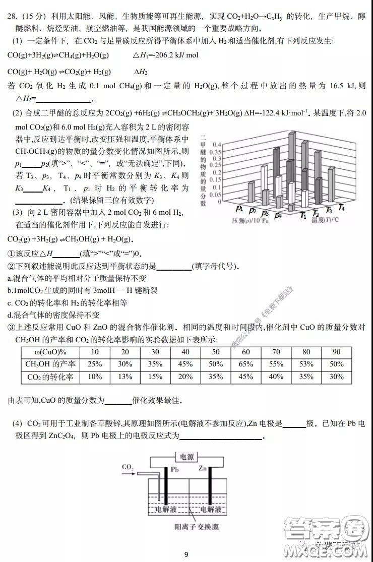 長郡中學2020屆高三理綜訓練七試題及答案