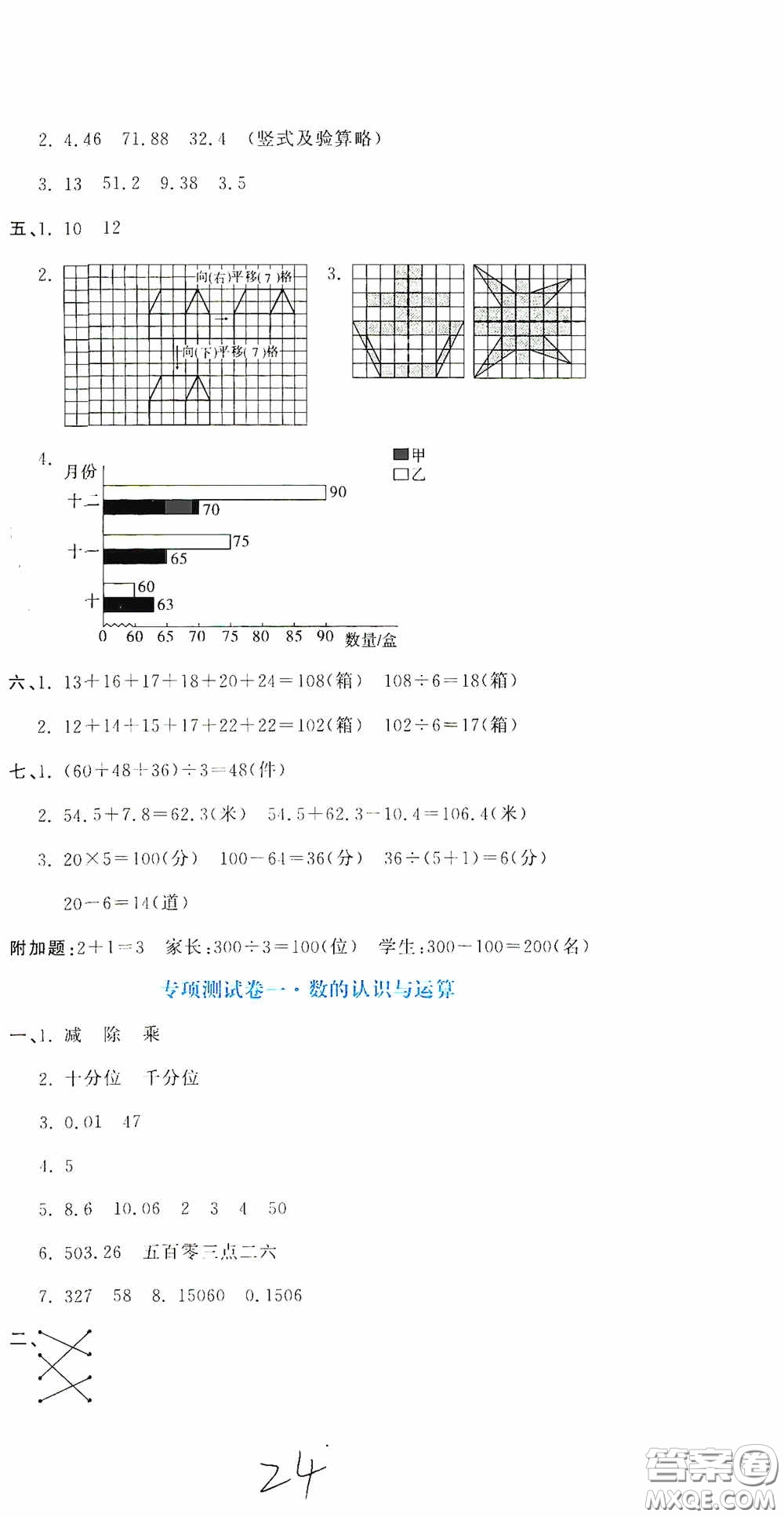 北京教育出版社2020提分教練優(yōu)學(xué)導(dǎo)練測試卷四年級數(shù)學(xué)下冊人教版答案