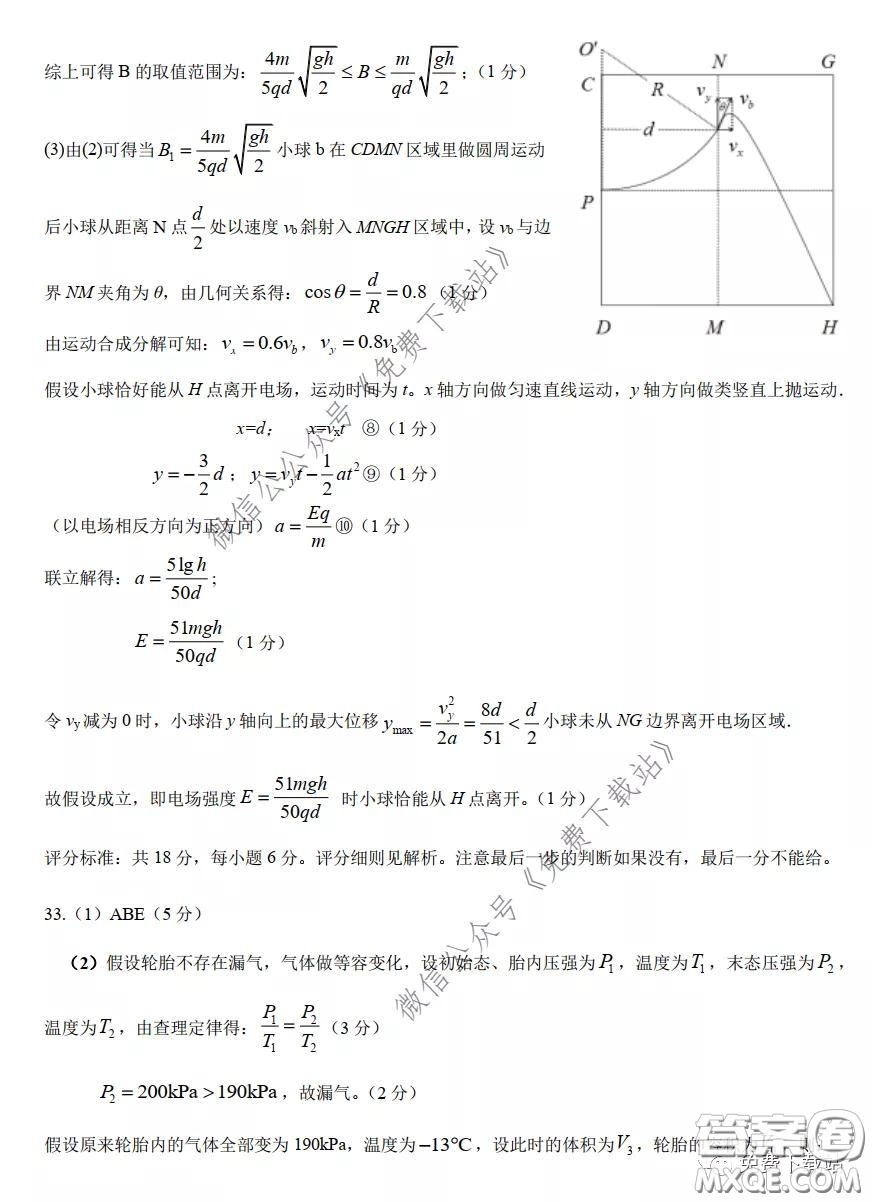 華中師大一附中2020屆高三理科綜合能力測(cè)試試題及答案