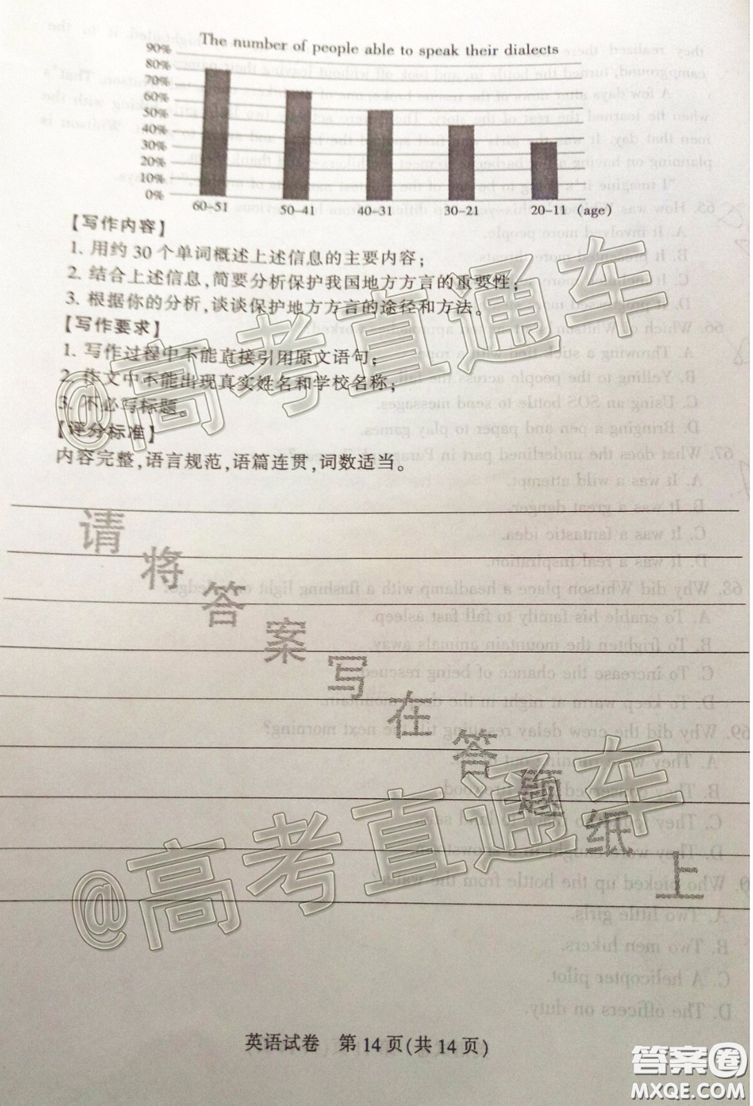 江蘇七市2020屆高三第二次調(diào)研考試英語(yǔ)試題及答案