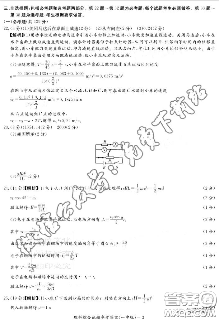 炎德英才大聯(lián)考長沙市一中2020屆高三月考試卷八理科綜合答案