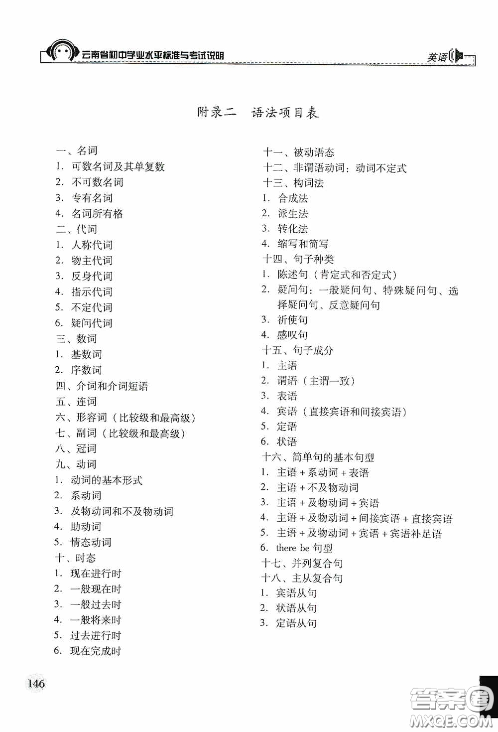 云南美術(shù)出版社2020云南省初中學(xué)業(yè)水平標(biāo)準(zhǔn)與考試說明英語答案