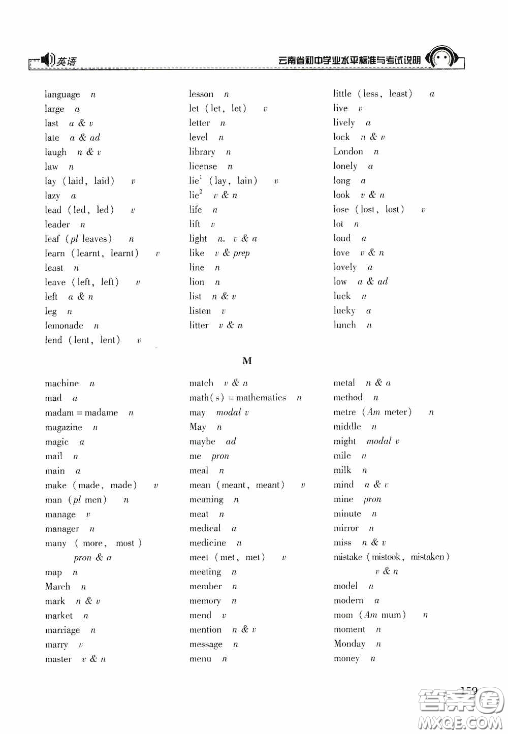 云南美術(shù)出版社2020云南省初中學(xué)業(yè)水平標(biāo)準(zhǔn)與考試說明英語答案