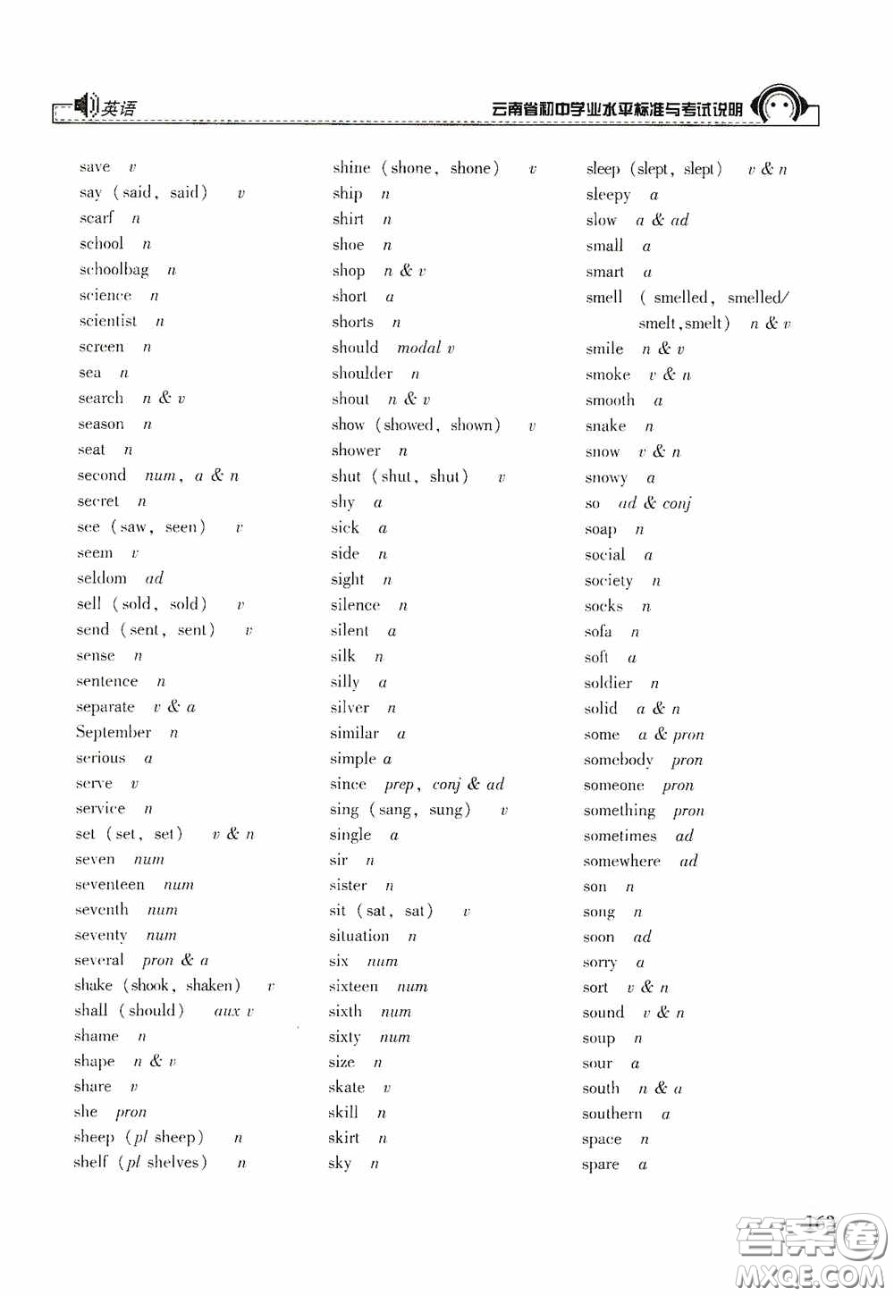 云南美術(shù)出版社2020云南省初中學(xué)業(yè)水平標(biāo)準(zhǔn)與考試說明英語答案