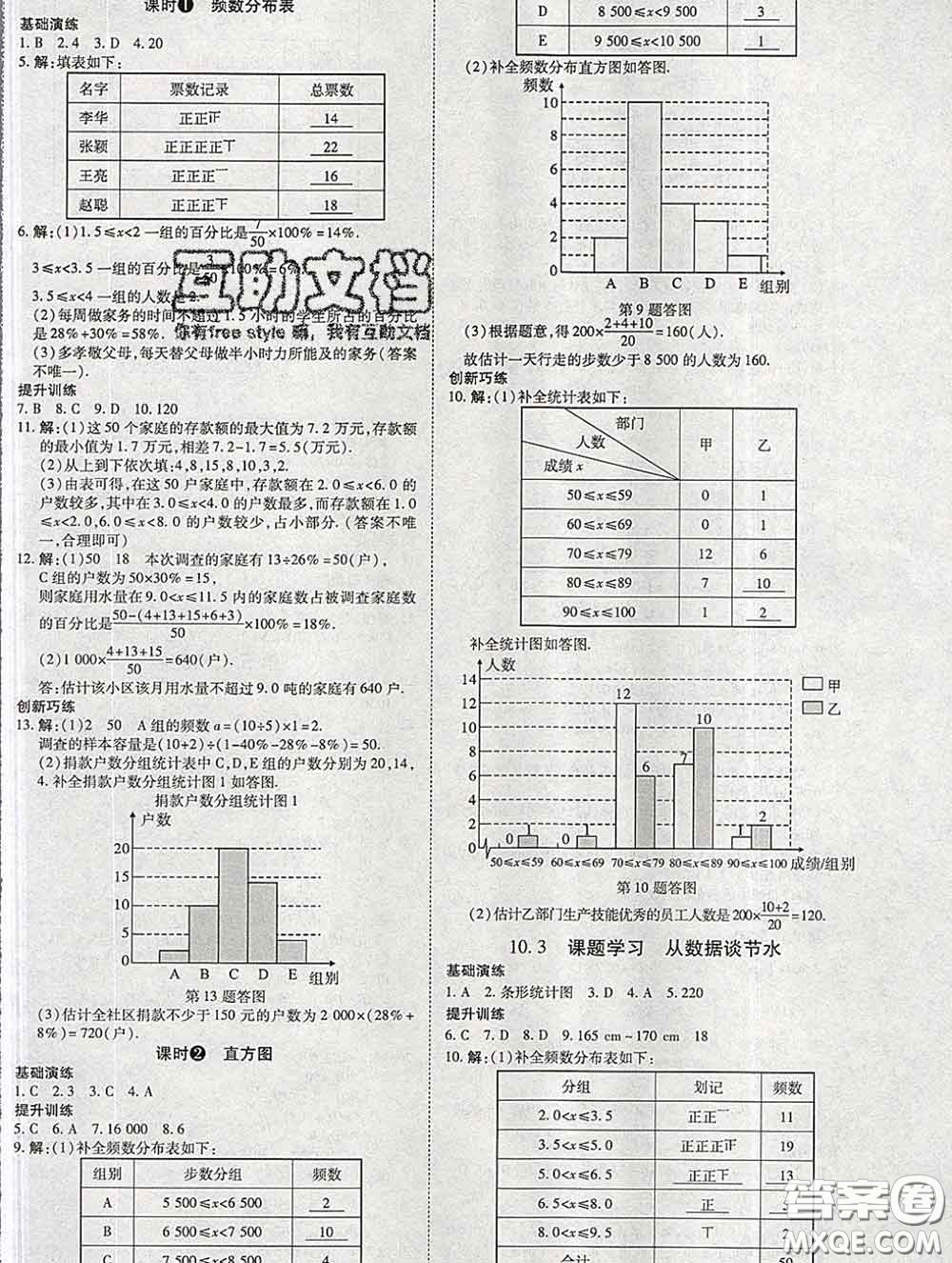 2020春高效課時(shí)通10分鐘掌握課堂七年級數(shù)學(xué)下冊人教版參考答案