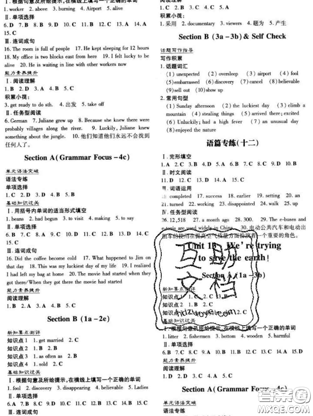 2020新版練案課時(shí)作業(yè)本九年級(jí)英語下冊(cè)冀教版答案