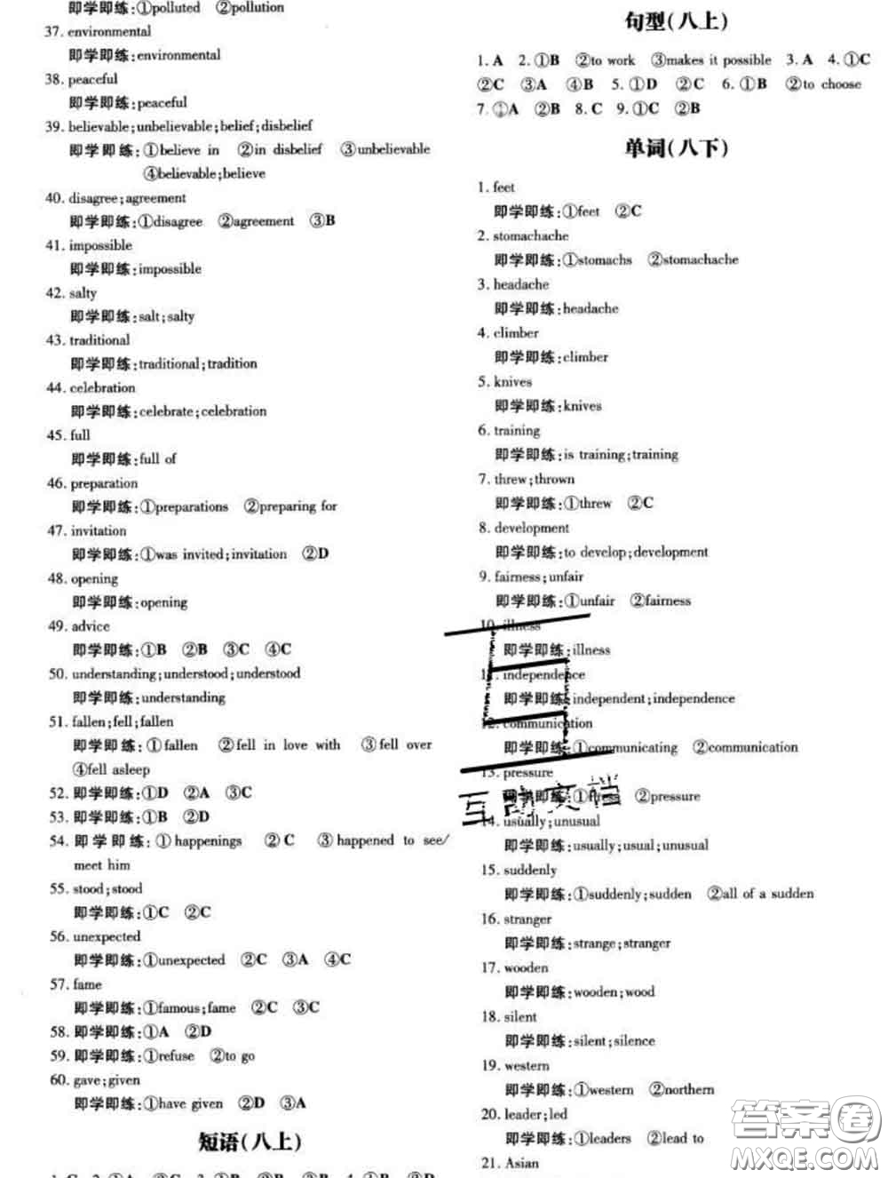 2020新版練案課時(shí)作業(yè)本九年級(jí)英語下冊(cè)冀教版答案