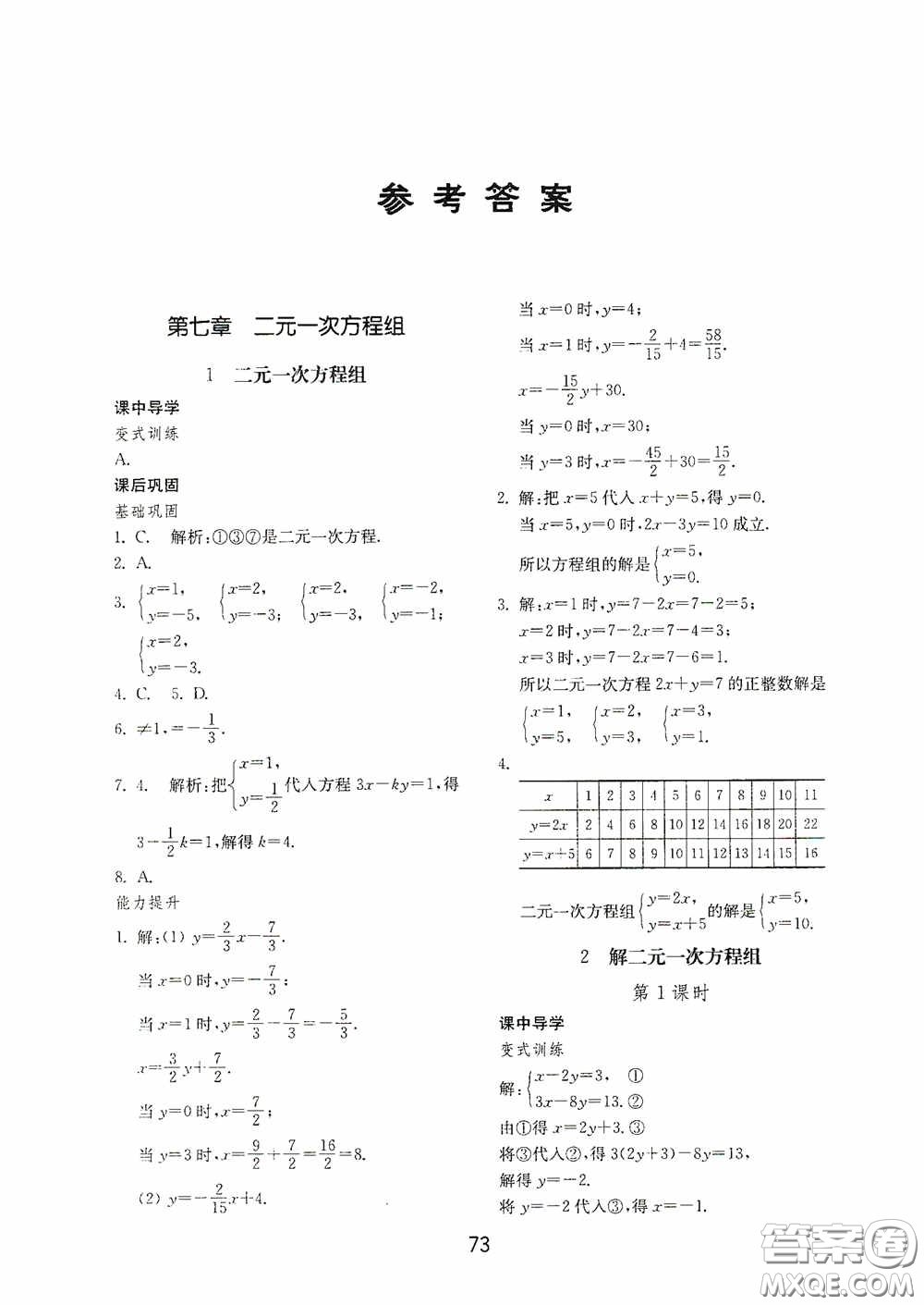 山東教育出版社2020初中基礎(chǔ)訓(xùn)練七年級(jí)數(shù)學(xué)下冊54學(xué)制版答案