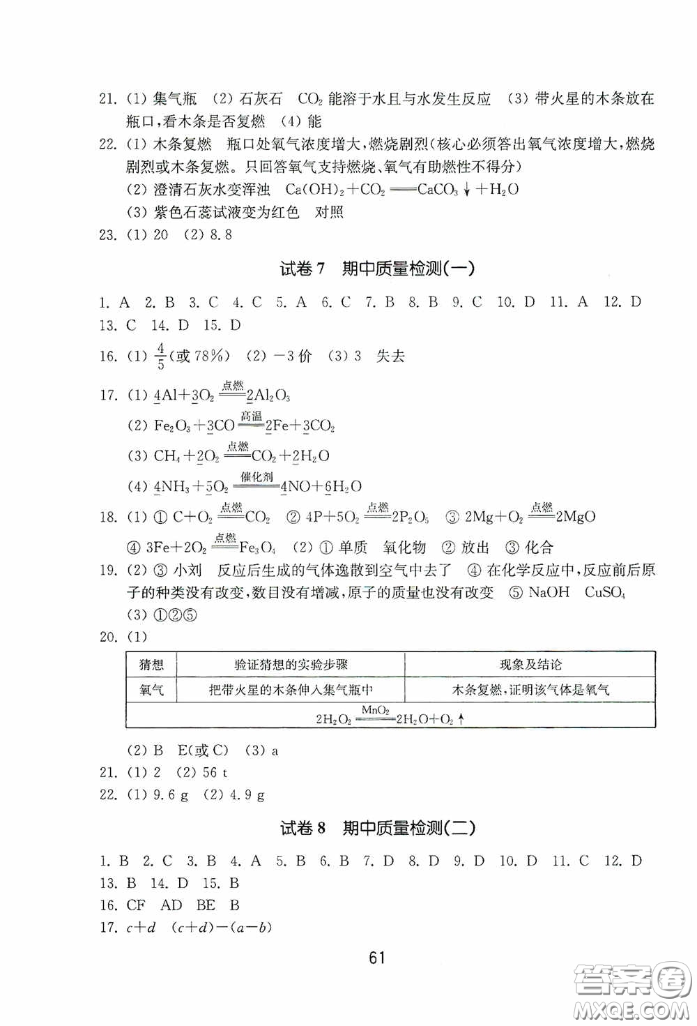 山東教育出版社2020初中基礎(chǔ)訓(xùn)練八年級(jí)化學(xué)下冊(cè)54學(xué)制版答案