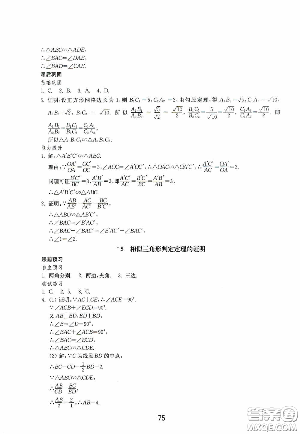 山東教育出版社2020初中基礎(chǔ)訓(xùn)練八年級數(shù)學(xué)下冊54學(xué)制答案