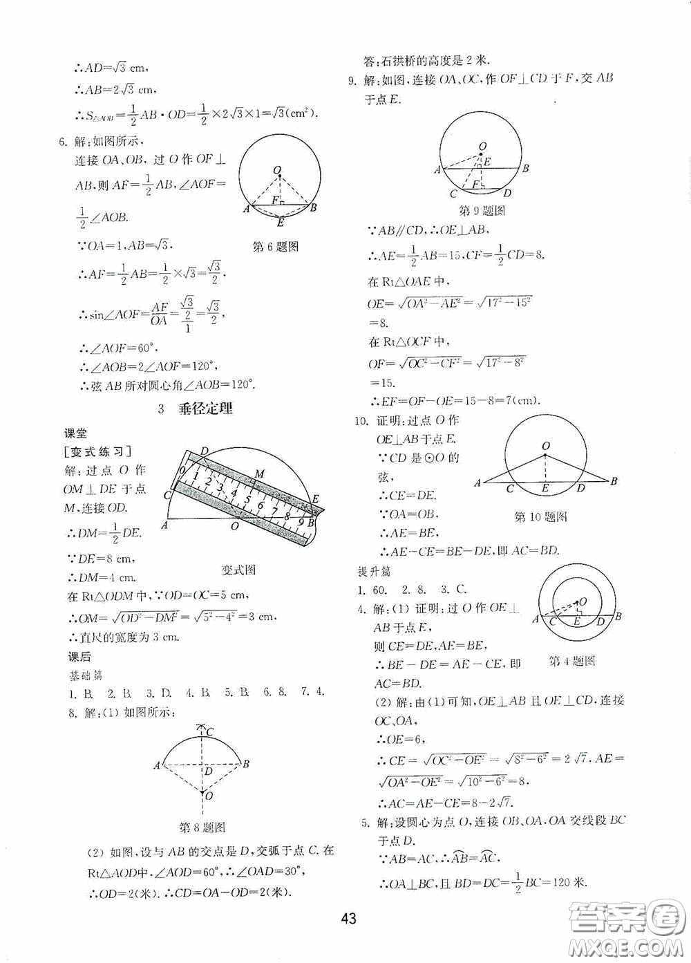 山東教育出版社2020初中基礎(chǔ)訓練九年級數(shù)學下冊54學制答案