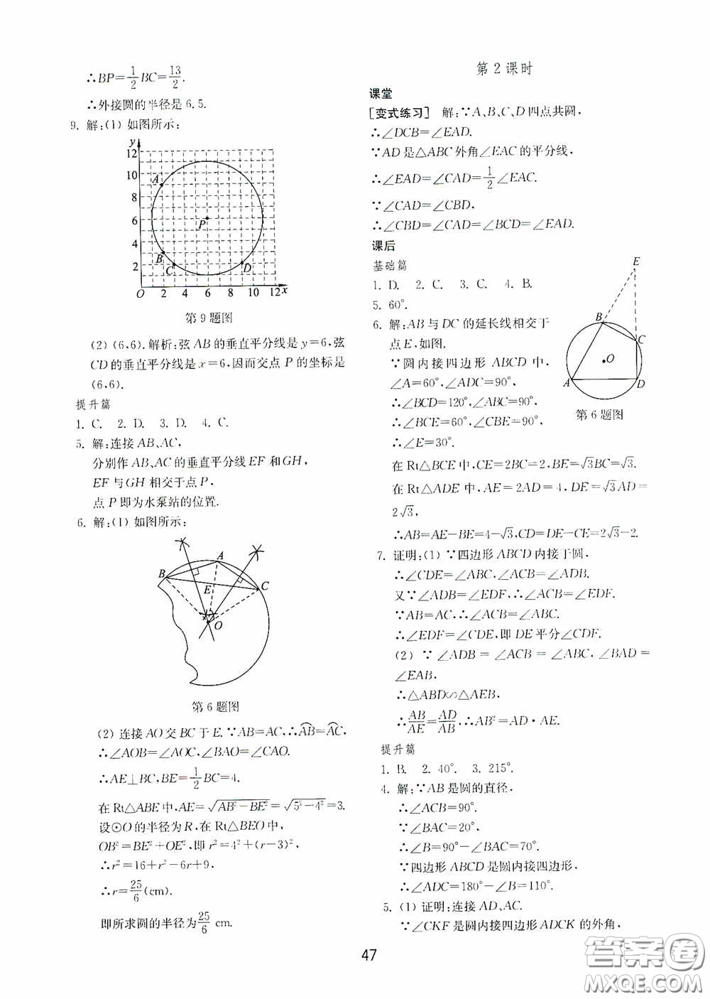 山東教育出版社2020初中基礎(chǔ)訓練九年級數(shù)學下冊54學制答案