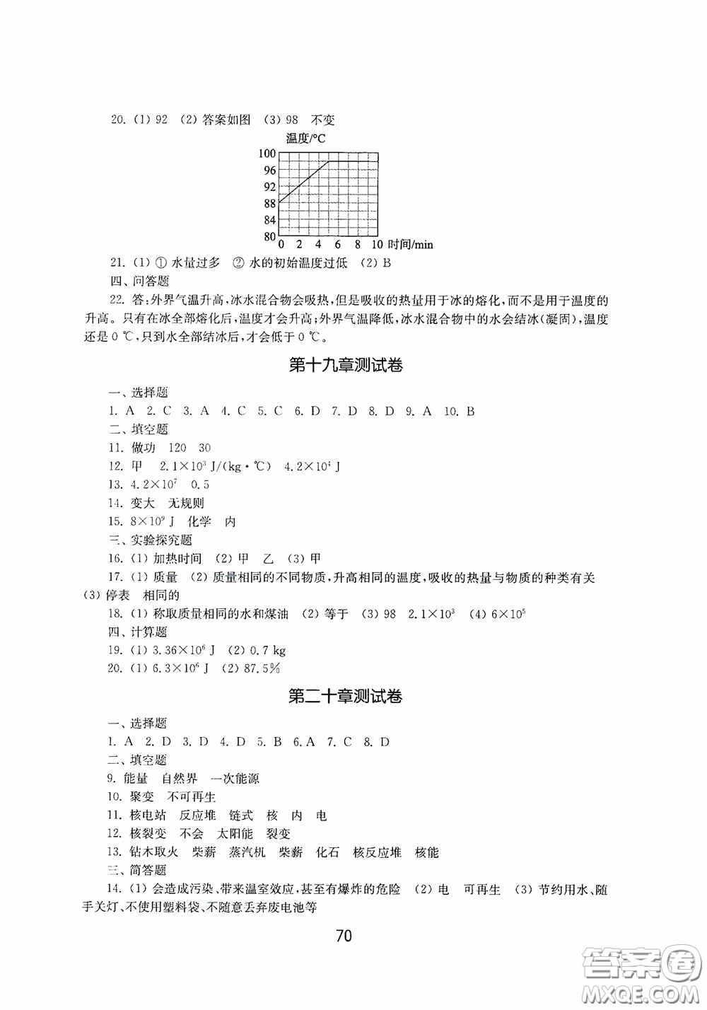 山東教育出版社2020初中基礎(chǔ)訓(xùn)練九年級物理下冊54學(xué)制答案