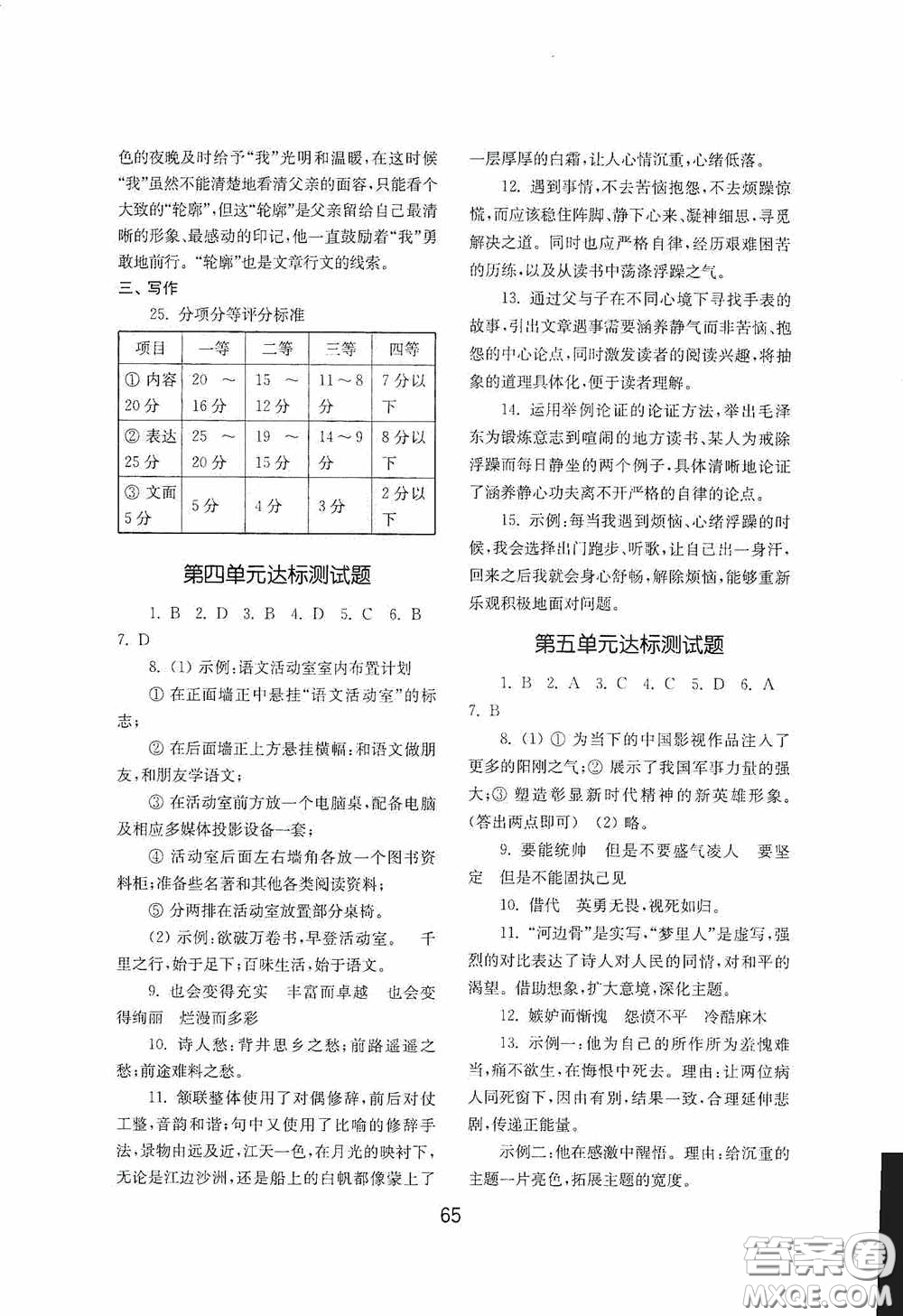 山東教育出版社2020初中基礎(chǔ)訓(xùn)練九年級語文下冊54學(xué)制答案