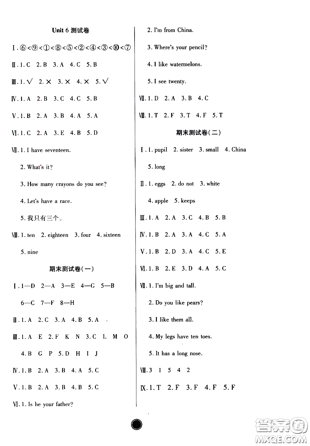 2020年云頂課堂作業(yè)創(chuàng)新設(shè)計英語三年級下冊人教版參考答案