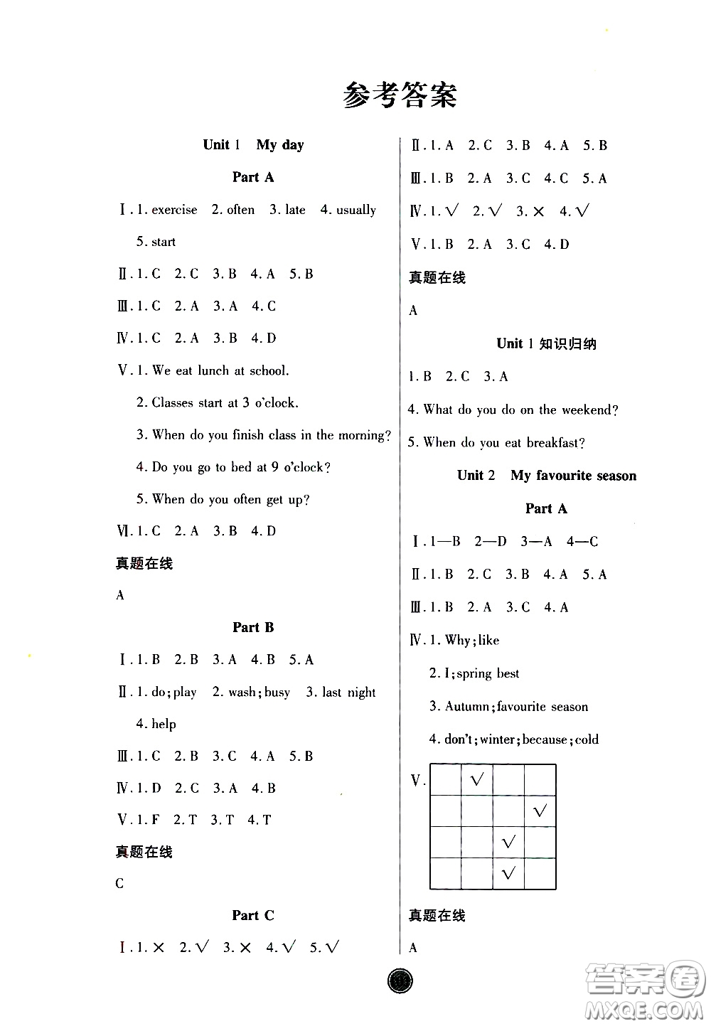 2020年云頂課堂作業(yè)創(chuàng)新設(shè)計(jì)英語五年級(jí)下冊(cè)人教版參考答案