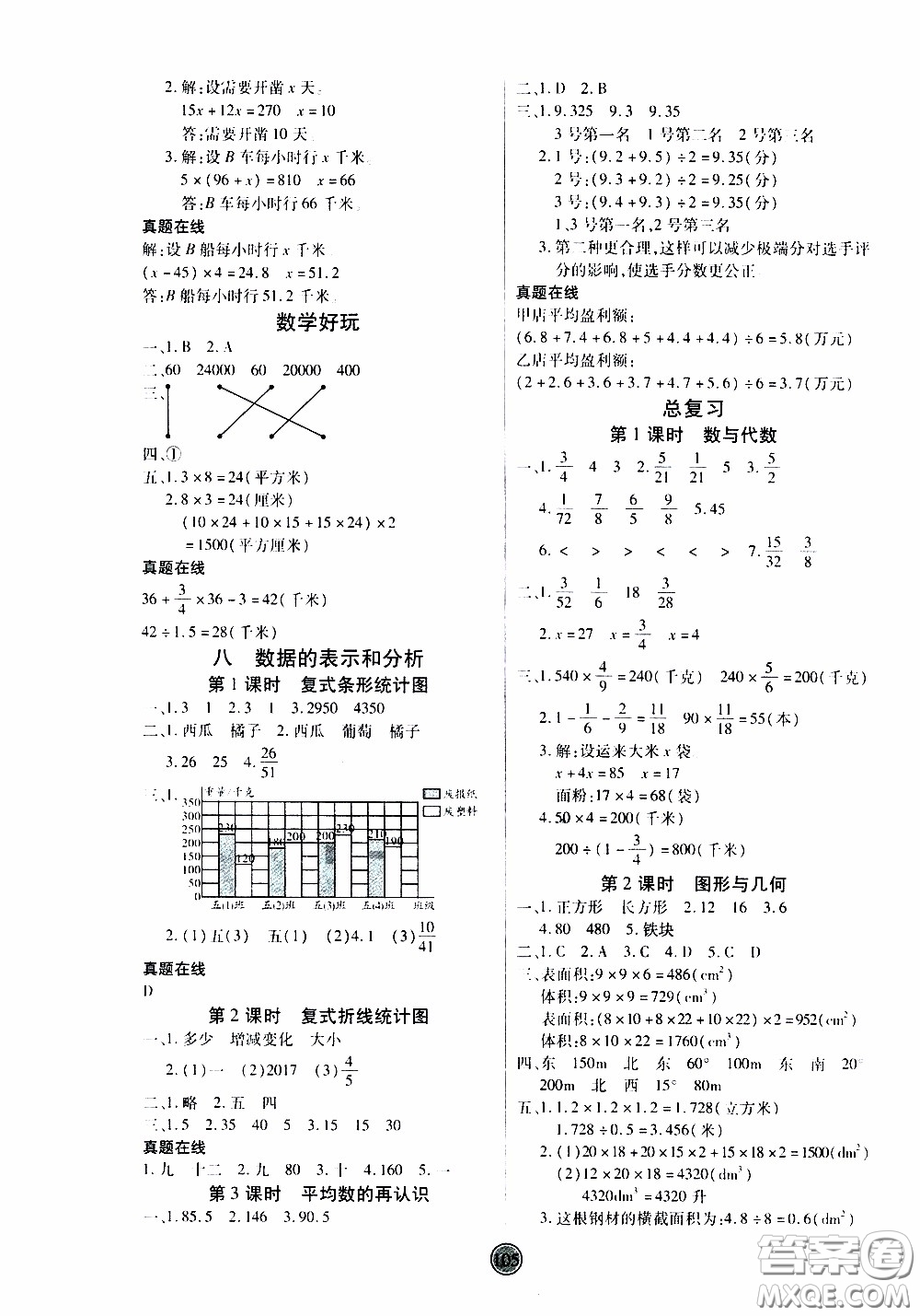 2020年云頂課堂作業(yè)創(chuàng)新設計數(shù)學五年級下冊北師版參考答案