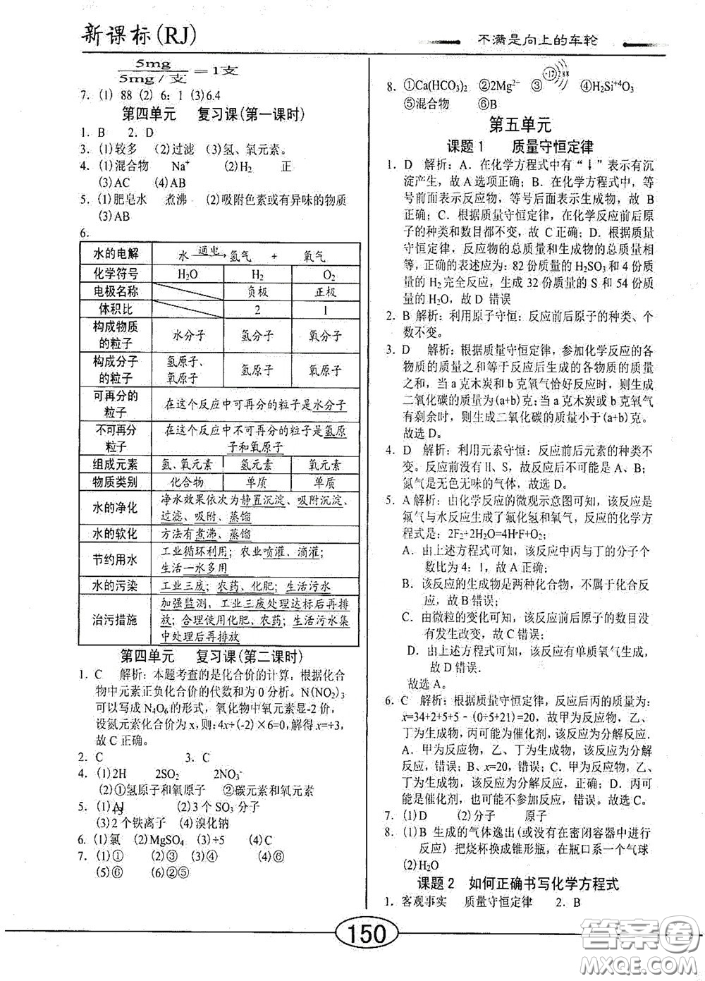 陽(yáng)光出版社2020新編隨堂10分鐘九年級(jí)化學(xué)全一冊(cè)人教版答案