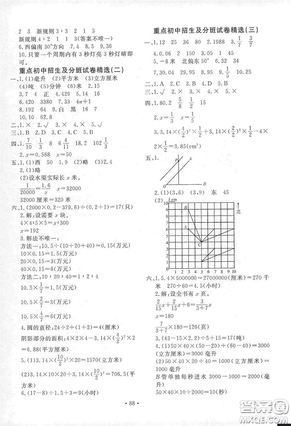 2020小學(xué)畢業(yè)升學(xué)必做的專項(xiàng)卷及真題卷數(shù)學(xué)答案