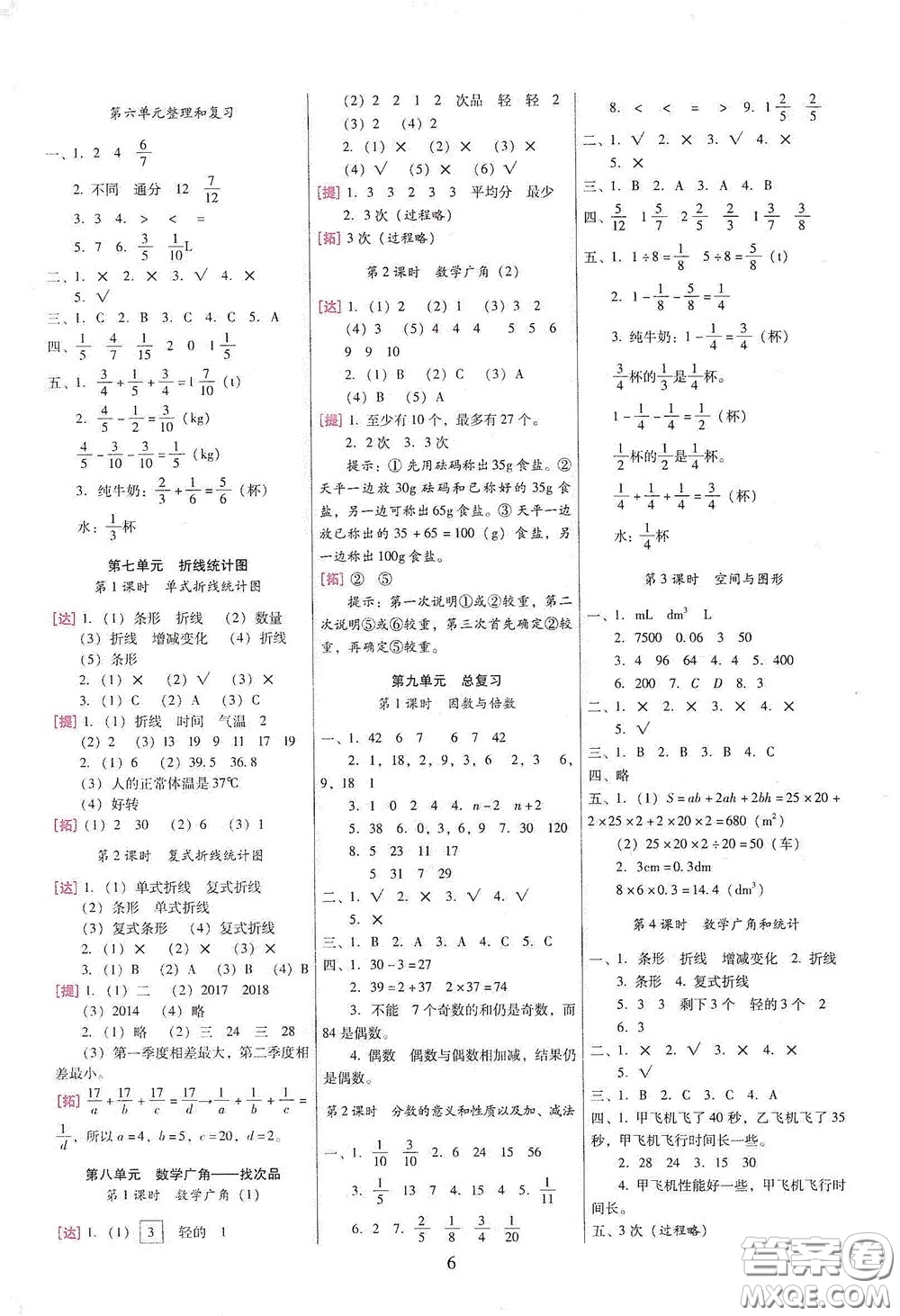 海南出版社2020云南師大附小一線名師巧學精練五年級數(shù)學下冊人教版答案