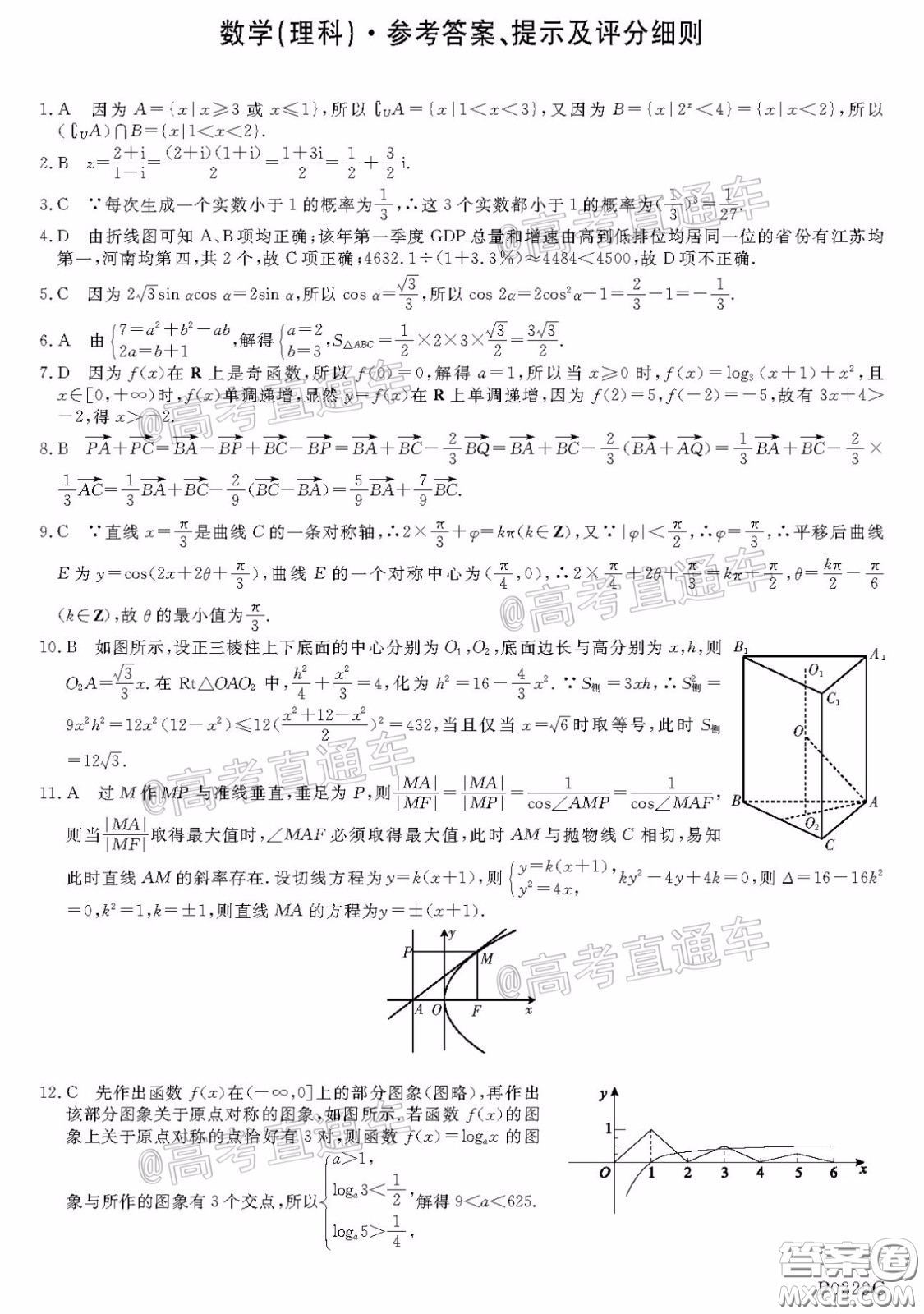 2020年齊齊哈爾4月質(zhì)檢理科數(shù)學(xué)試題及答案