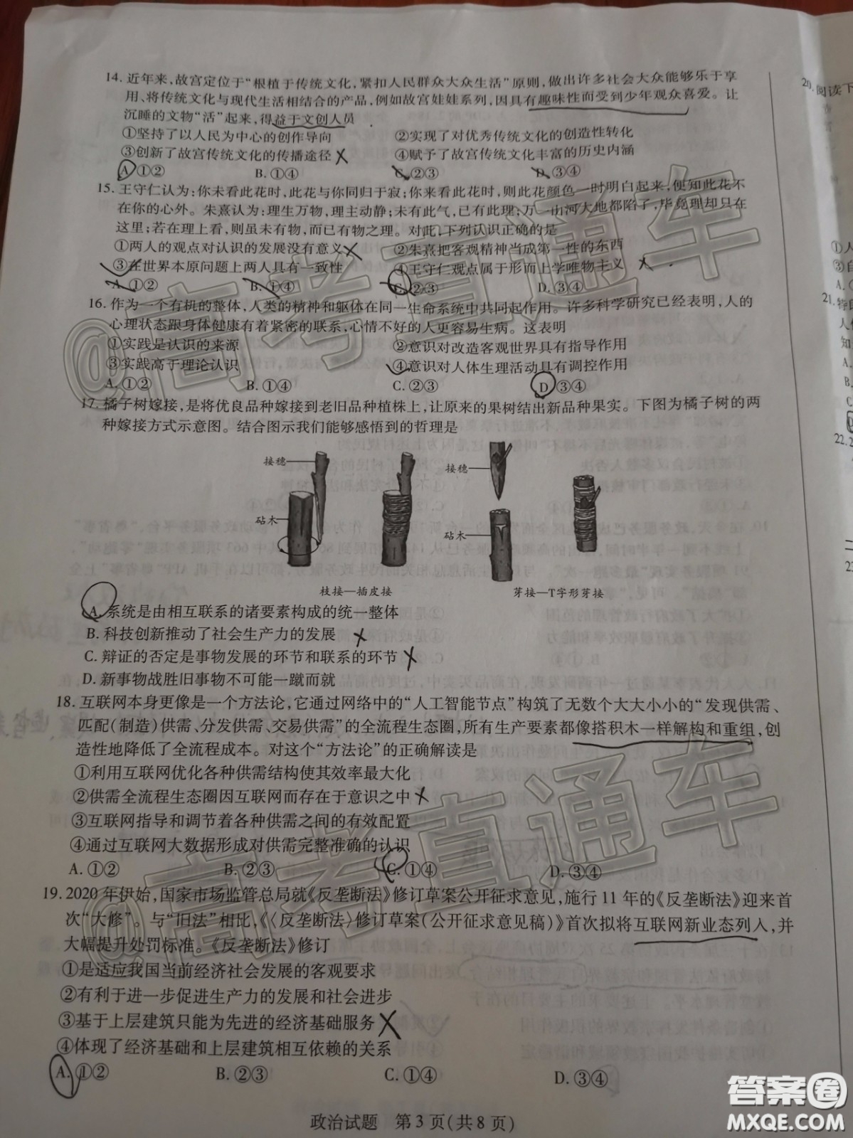 天一大聯(lián)考2019-2020學(xué)年海南省高三年級第三次模擬考試政治試題及答案