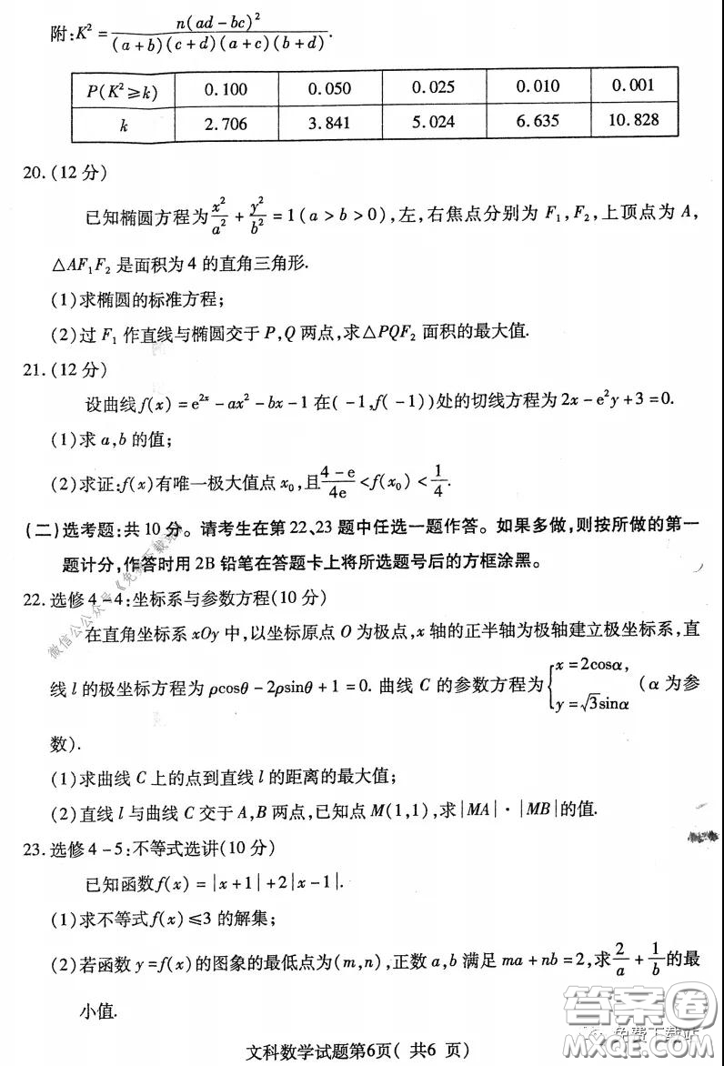 臨汾市2020年高考考前適應(yīng)性訓練考試二文科數(shù)學試題及答案