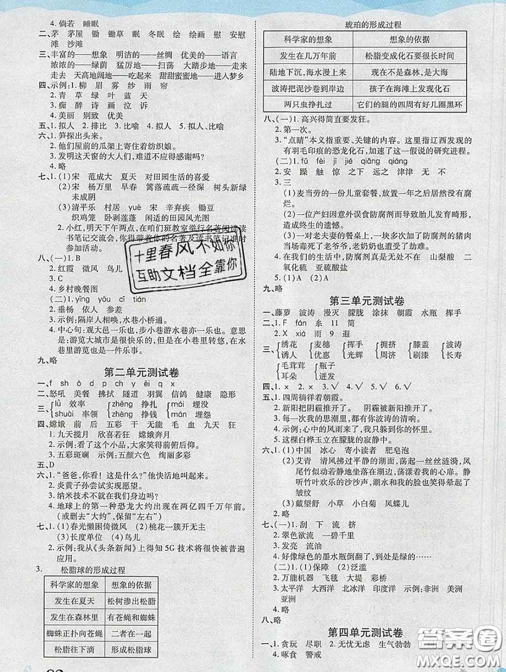 中州古籍出版社2020春黃岡課課練四年級(jí)語(yǔ)文下冊(cè)人教版答案