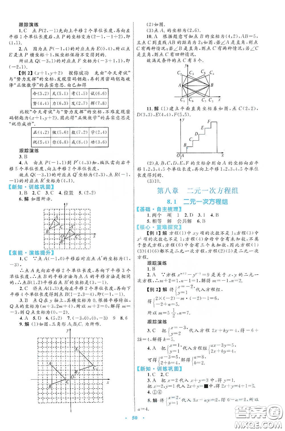 內(nèi)蒙古教育出版社2020學(xué)習(xí)目標(biāo)與檢測(cè)七年級(jí)數(shù)學(xué)下冊(cè)人教版答案